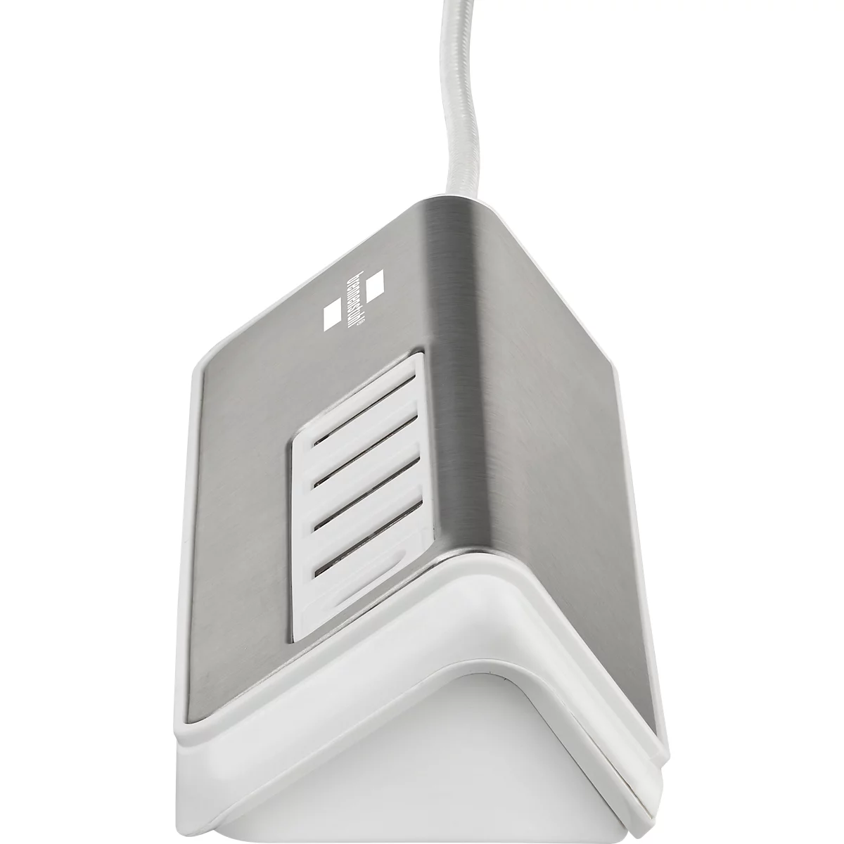 Multiladegerät brennenstuhl®estilo, für bis zu 5 Geräte, Schnellladefunktion, 1,5 m Textil-Kabel, 1x USB-C, 4x USB-Ladebuchse, Edelstahloberfläche, weiß