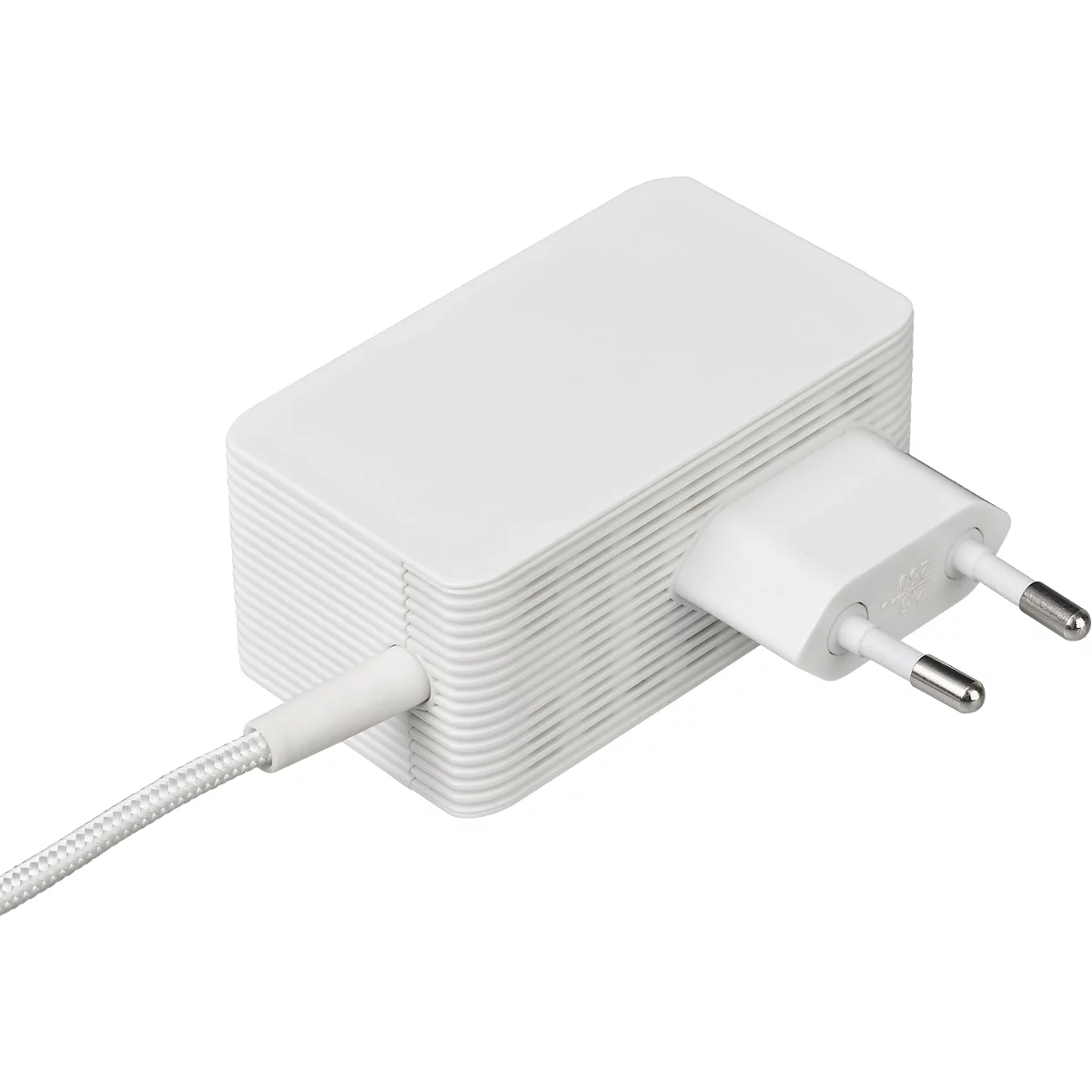 Multiladegerät brennenstuhl®estilo, für bis zu 5 Geräte, Schnellladefunktion, 1,5 m Textil-Kabel, 1x USB-C, 4x USB-Ladebuchse, Edelstahloberfläche, weiß