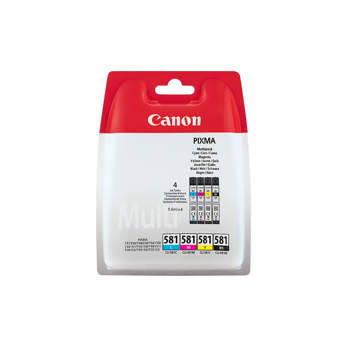 Multipack 4 Stück Canon Tintenpatrone CLI-581 C/M/Y/K, original