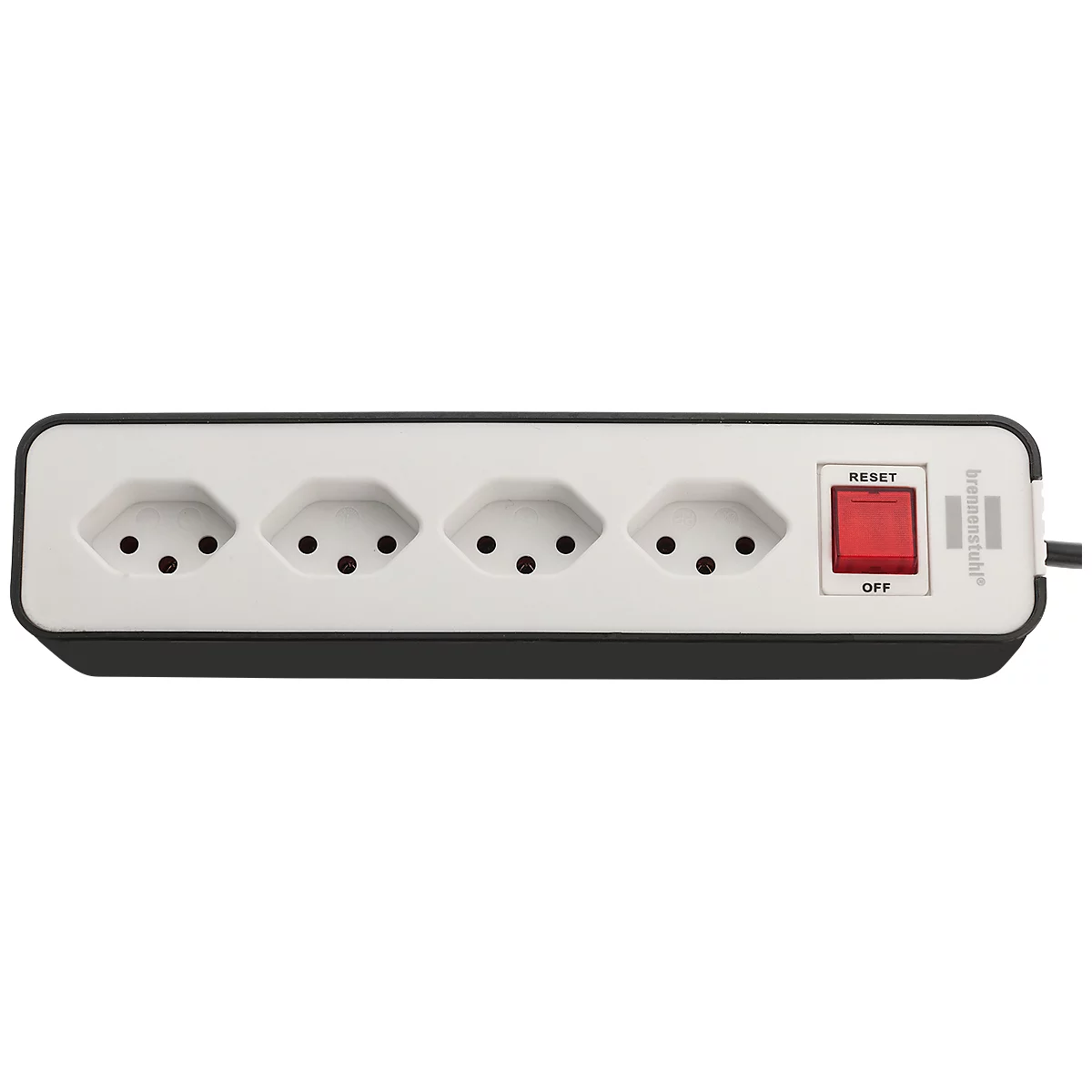 Multiprise brennenstuhl® Ecolor, 4x, angle de 90°, avec interrupteur éclairé, longueur de câble 1,5 m, IP20, plastique, noir-blanc