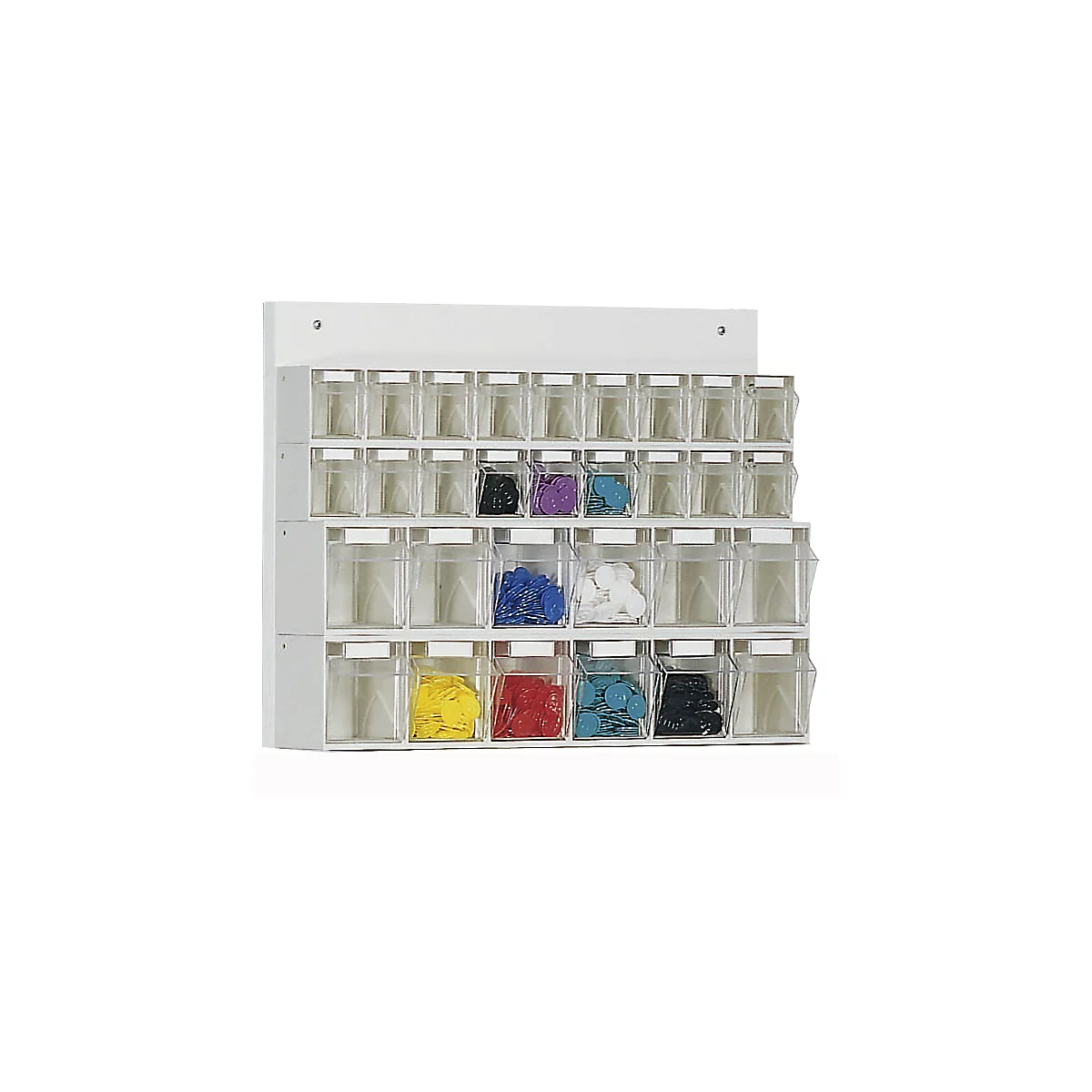 MultiStore, 30 opbergboxen, inhoud 5,2 l, B 600 x D 108 x H 410 mm, houten plaat &amp; polystyreen