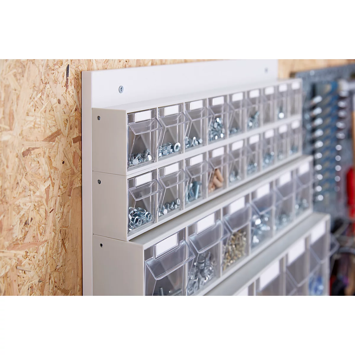 MultiStore, 33 opbergboxen, inhoud 76 l, B 600 x D 185 x H 684 mm, houten plaat &amp; polystyreen