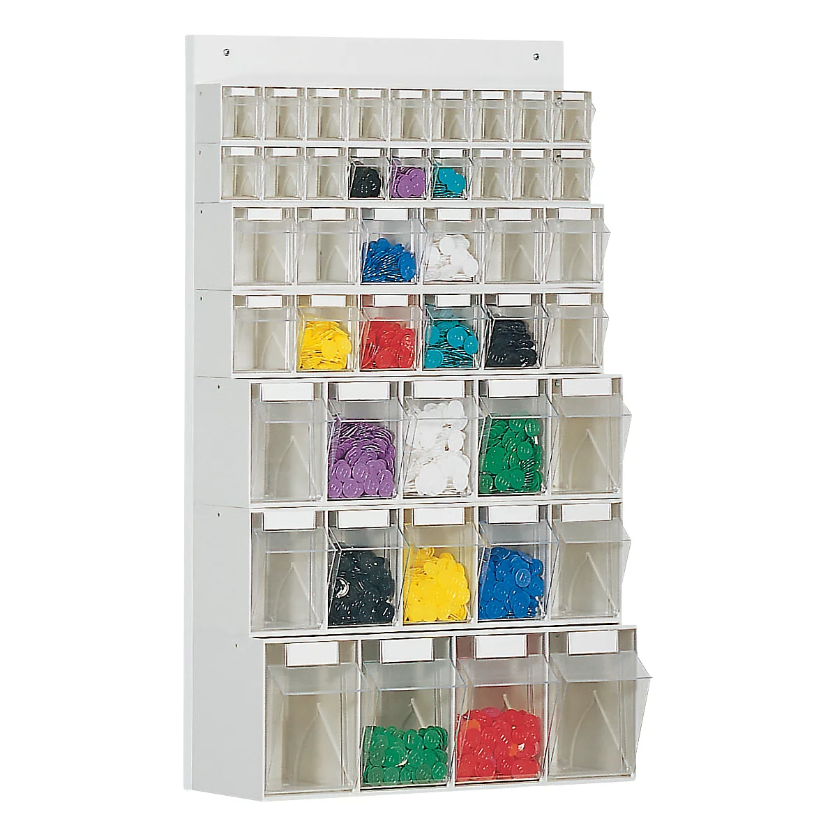 MultiStore, 44 opbergboxen, inhoud 107 l, B 600 x D 185 x H 960 mm, houten plaat &amp; polystyreen