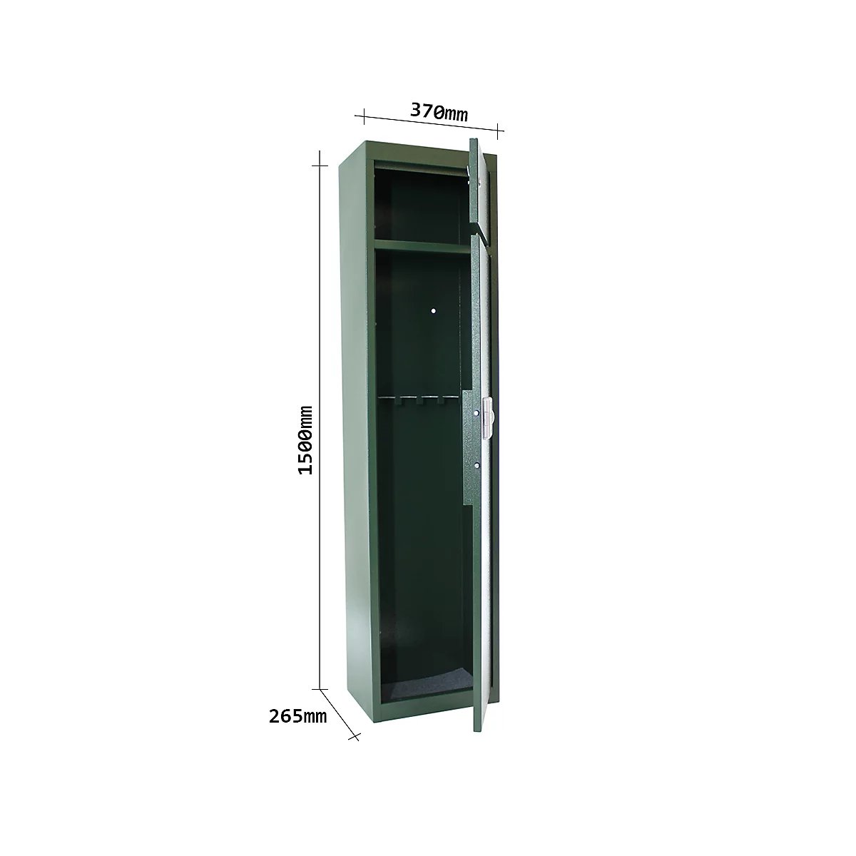 Munitionsschrank Waffenschrank Rottner Gun 5 Cargo, Elektronikschloss, B 370 x T 265 x H 1500 mm, Stahl, grün