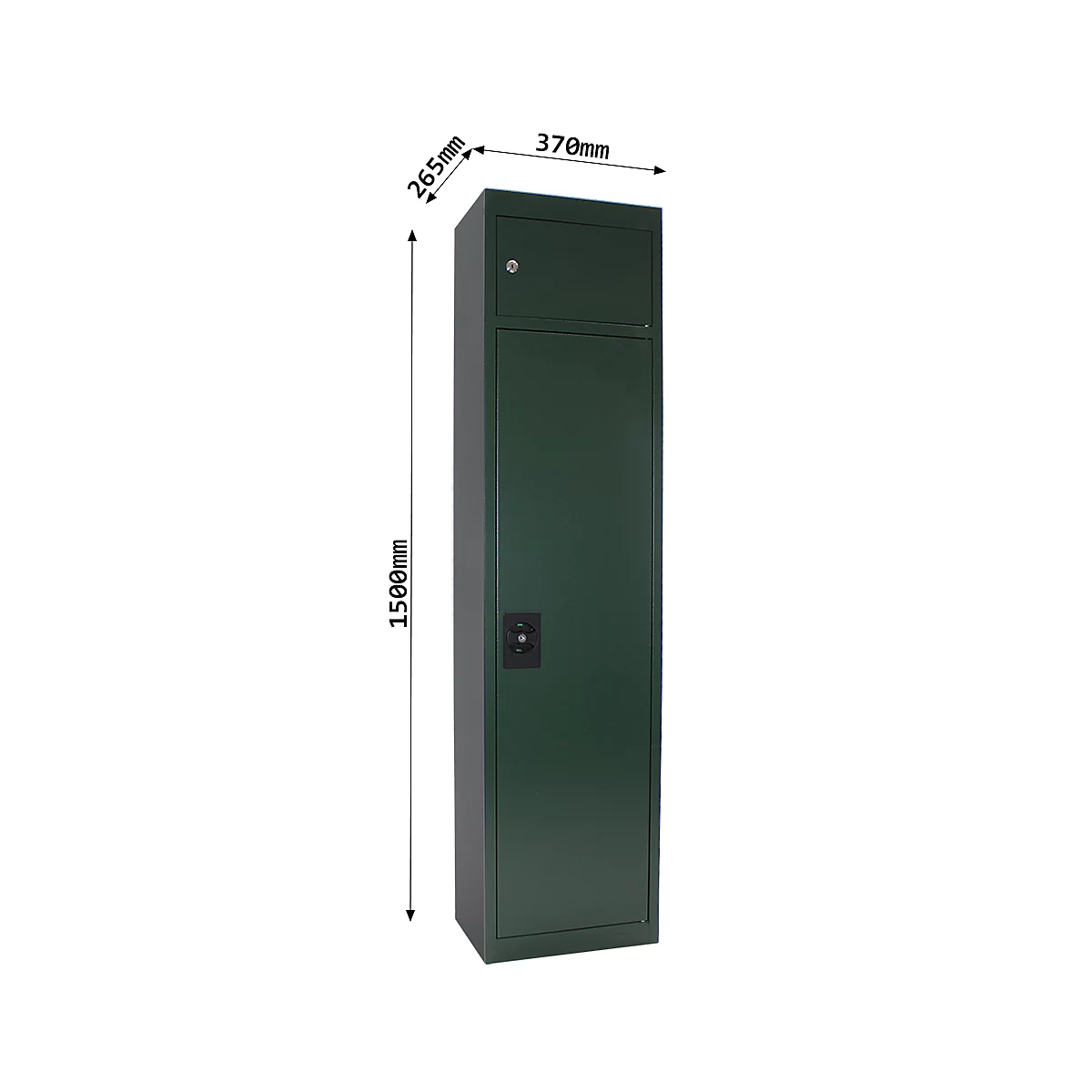 Munitionsschrank Waffenschrank Rottner Gun 5 Cargo, Zylinderschloss, B 370 x T 265 x H 1500 mm, Stahl, grün