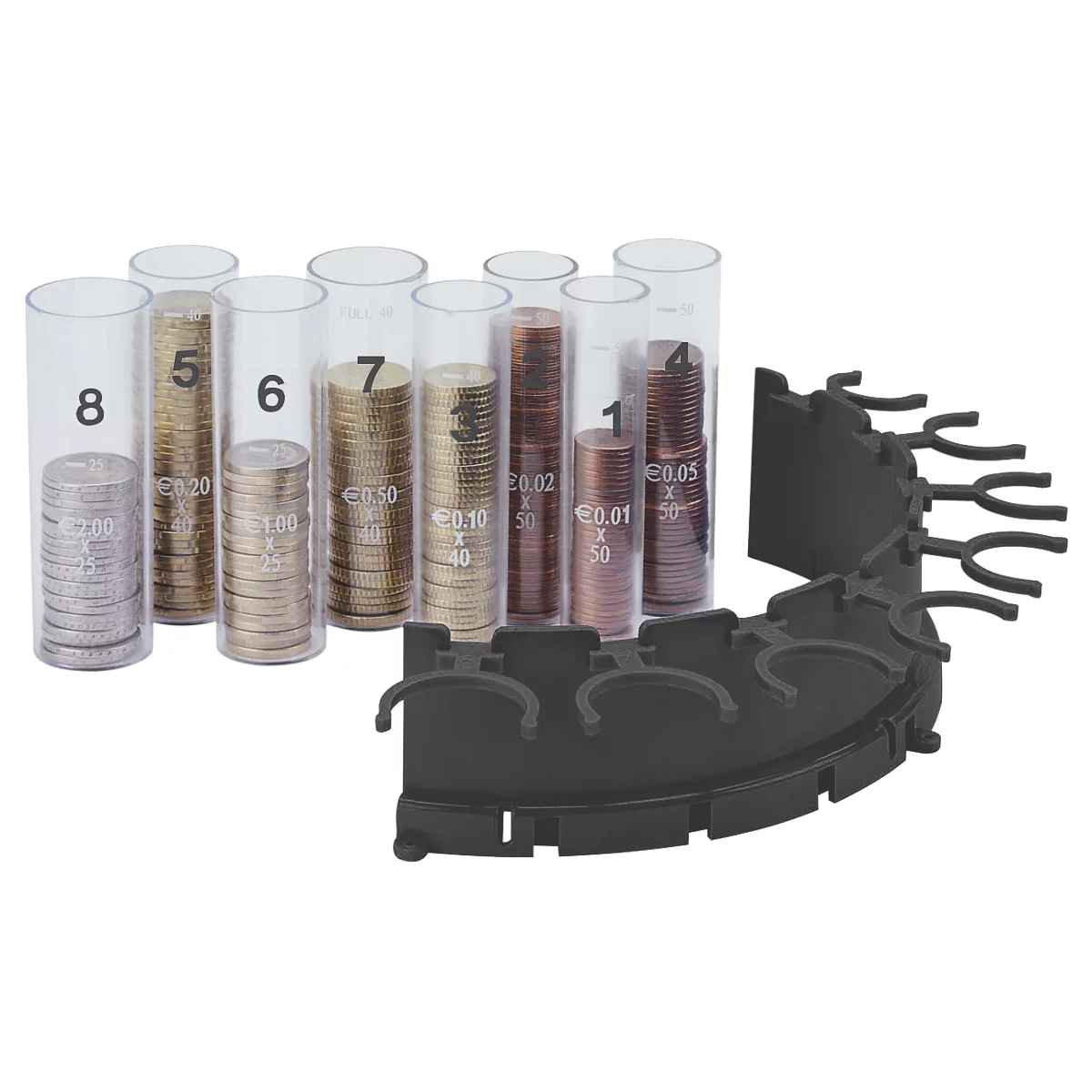 Muntinworp ratiotec voor Coinsorter CS 50, 8 muntcilinders, transparant