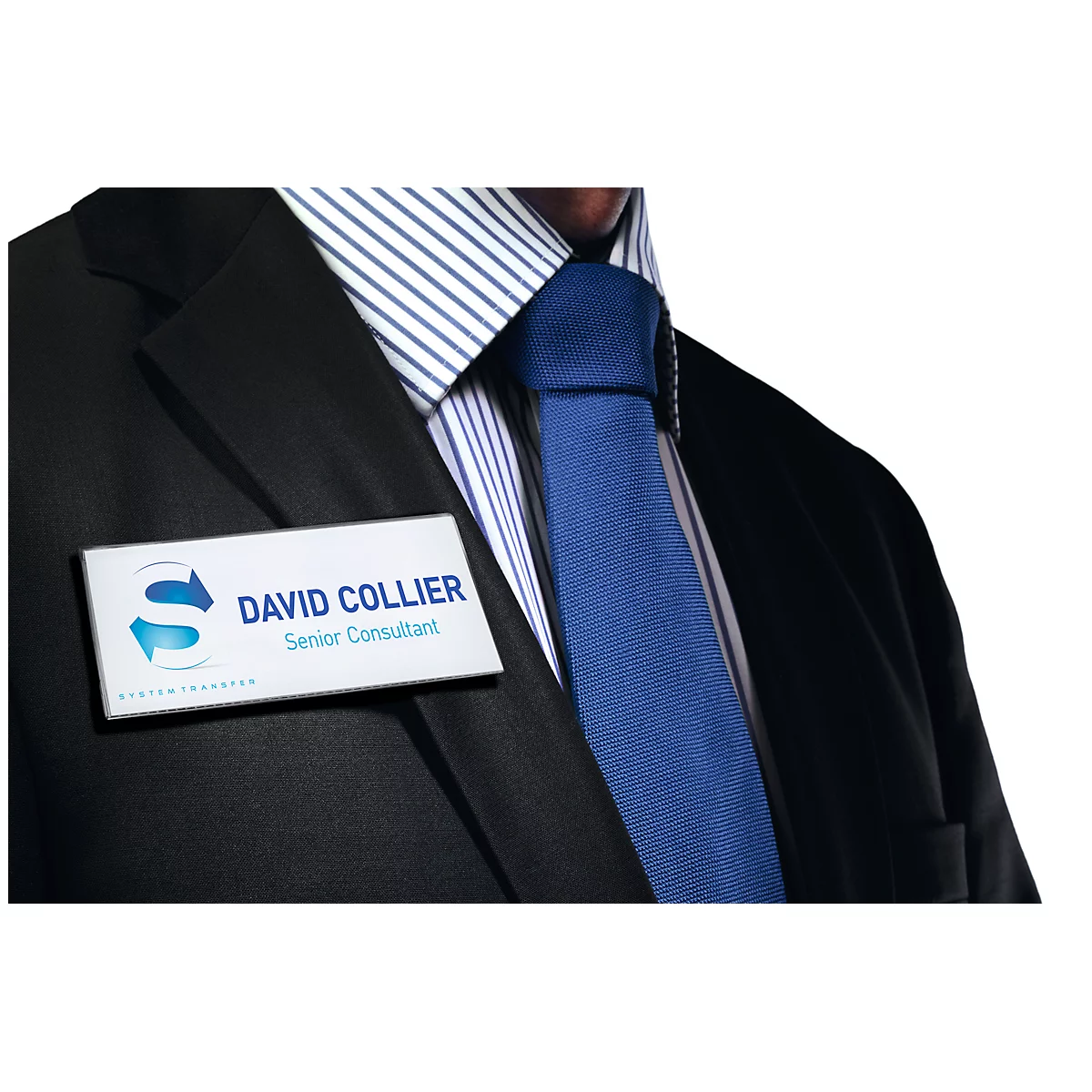 Naambadge set met combinatieclip, 40 x 105 mm, 14 stuks, incl. 42 BADGEMAKER® inbrengbadges
