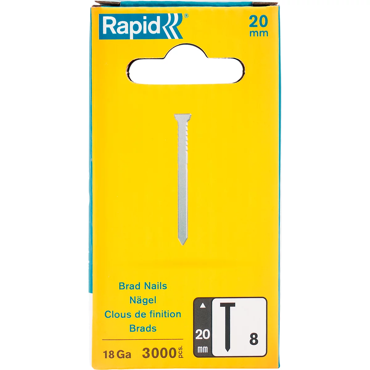 Nägel Rapid Typ 8/20, Präzisionsanschnitt, rostfreier Edelstahl, Packung mit 3000 Stück