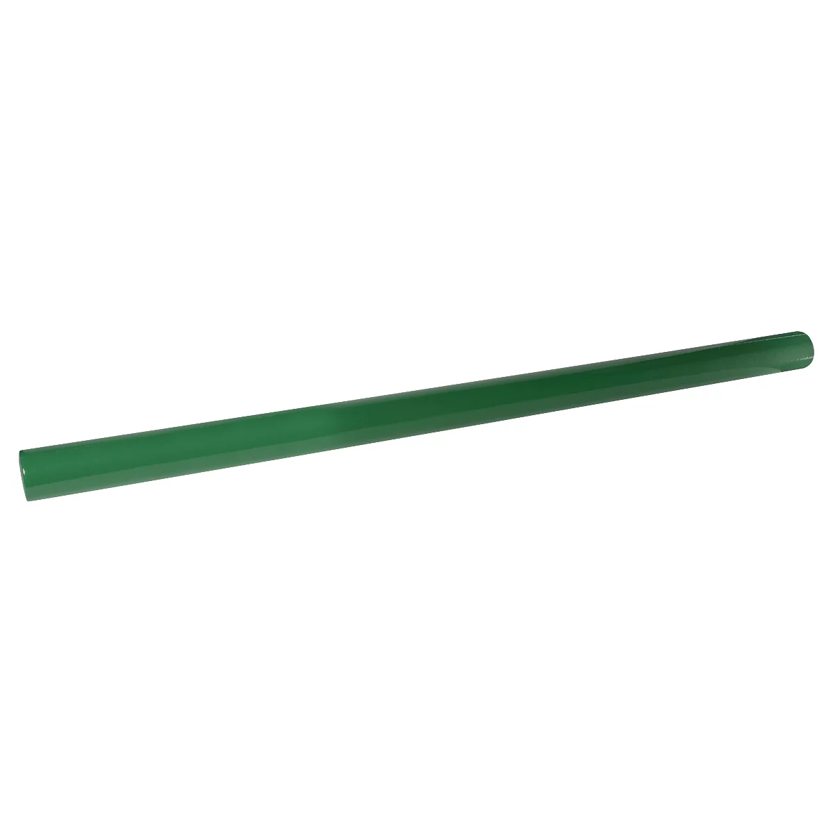 Un crayon cylindrique vert sur fond blanc.