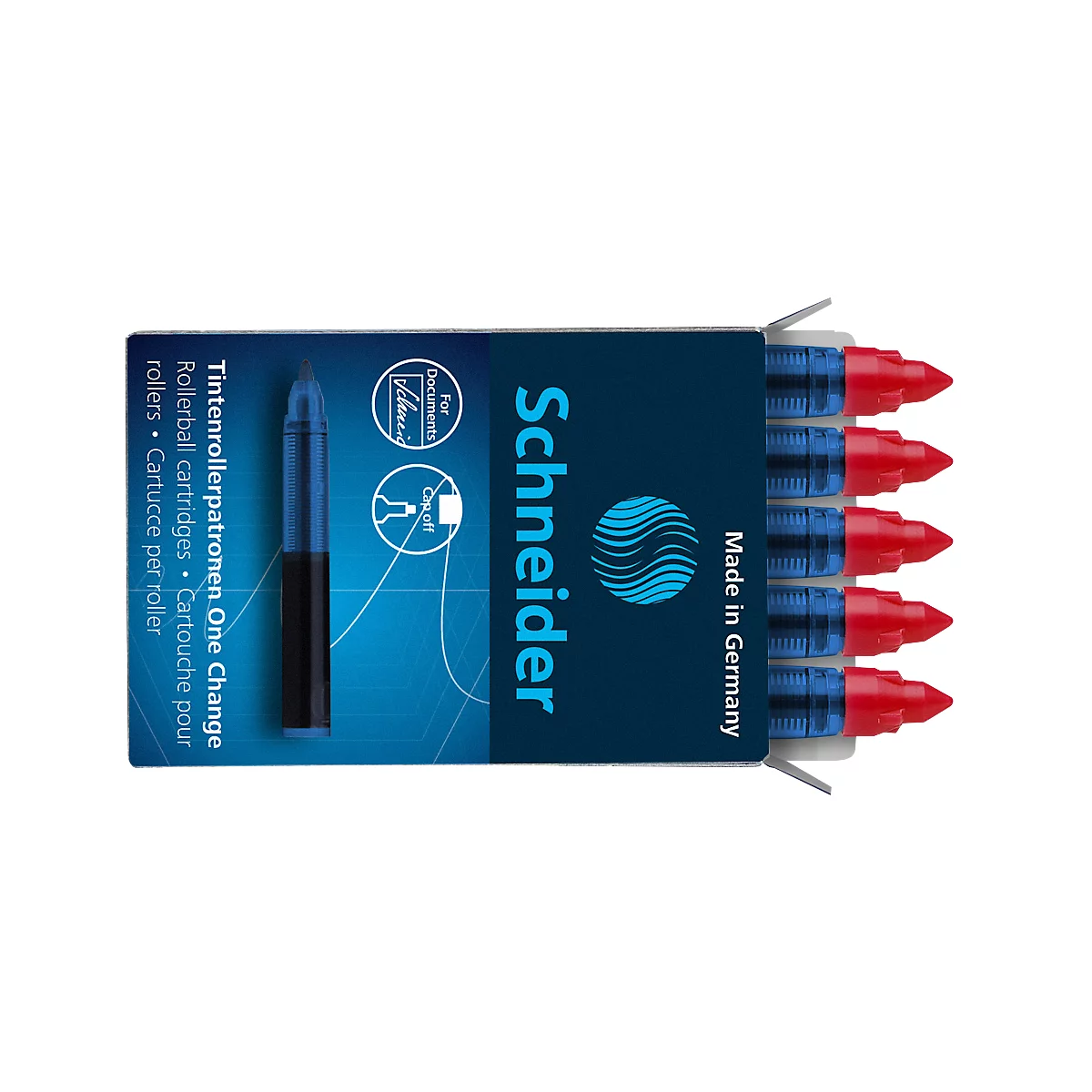 Navullingen voor inktrollers Schneider One Change, 5 stuks, rood