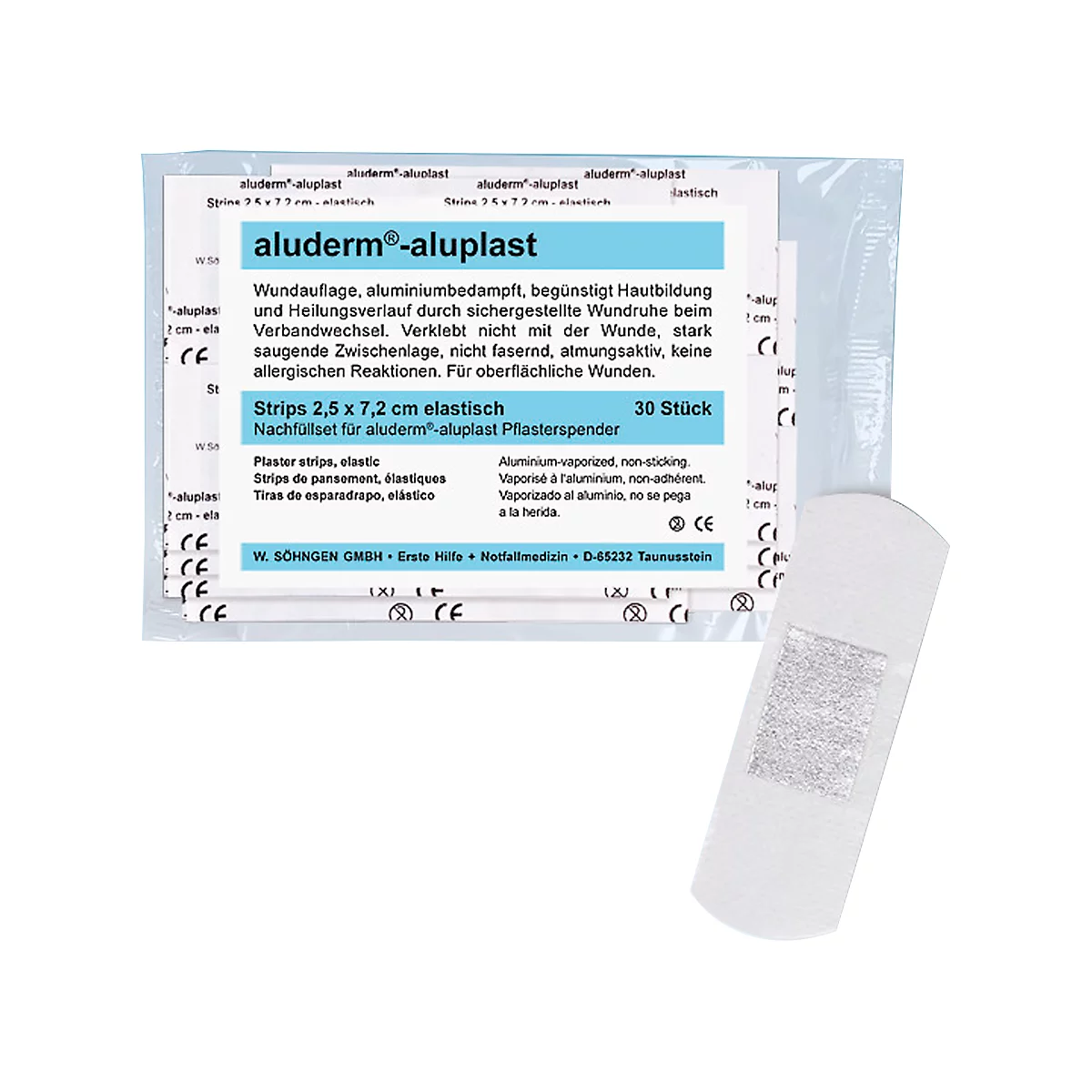 Navulset type 2 voor pleisterdispenser aluderm®-aluplast, 7,2 x 2,5 cm, 30 strips