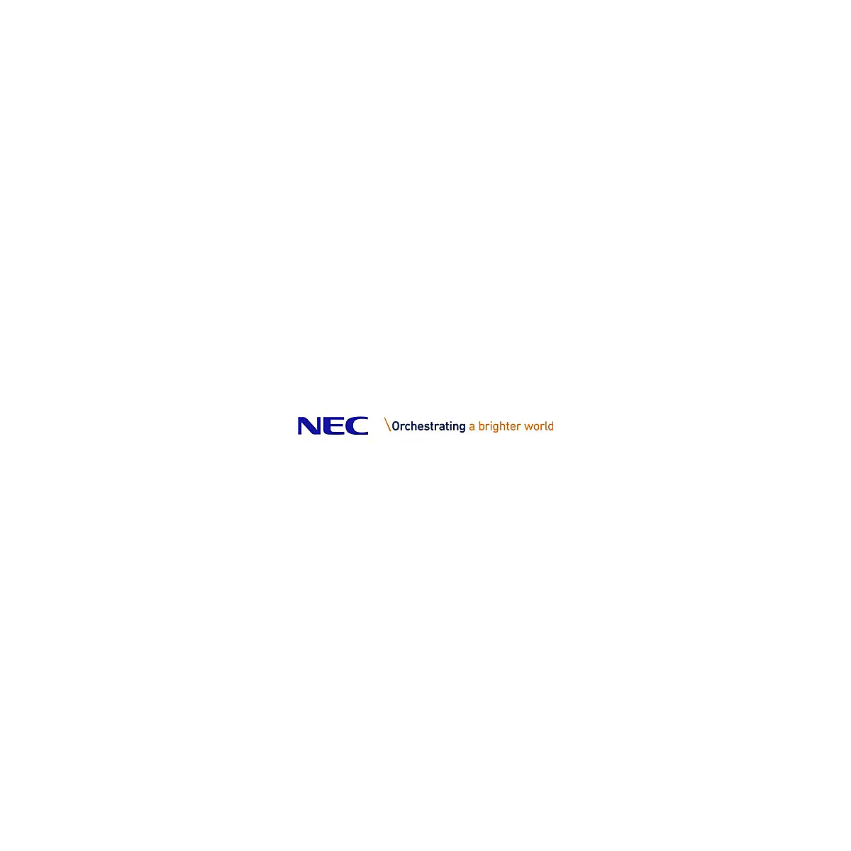 NEC Logo mit Slogan: Orchestrating a brighter world.