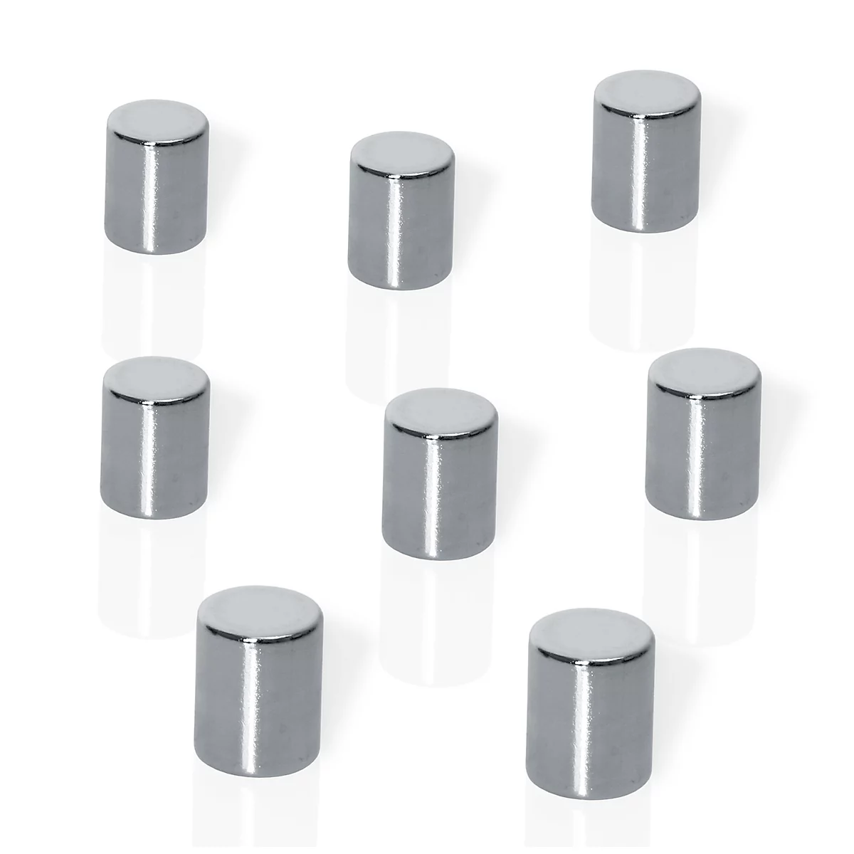 Neodym-Magnete, Form zylindrisch, f. Glas-Magnettafeln, 8 Stück