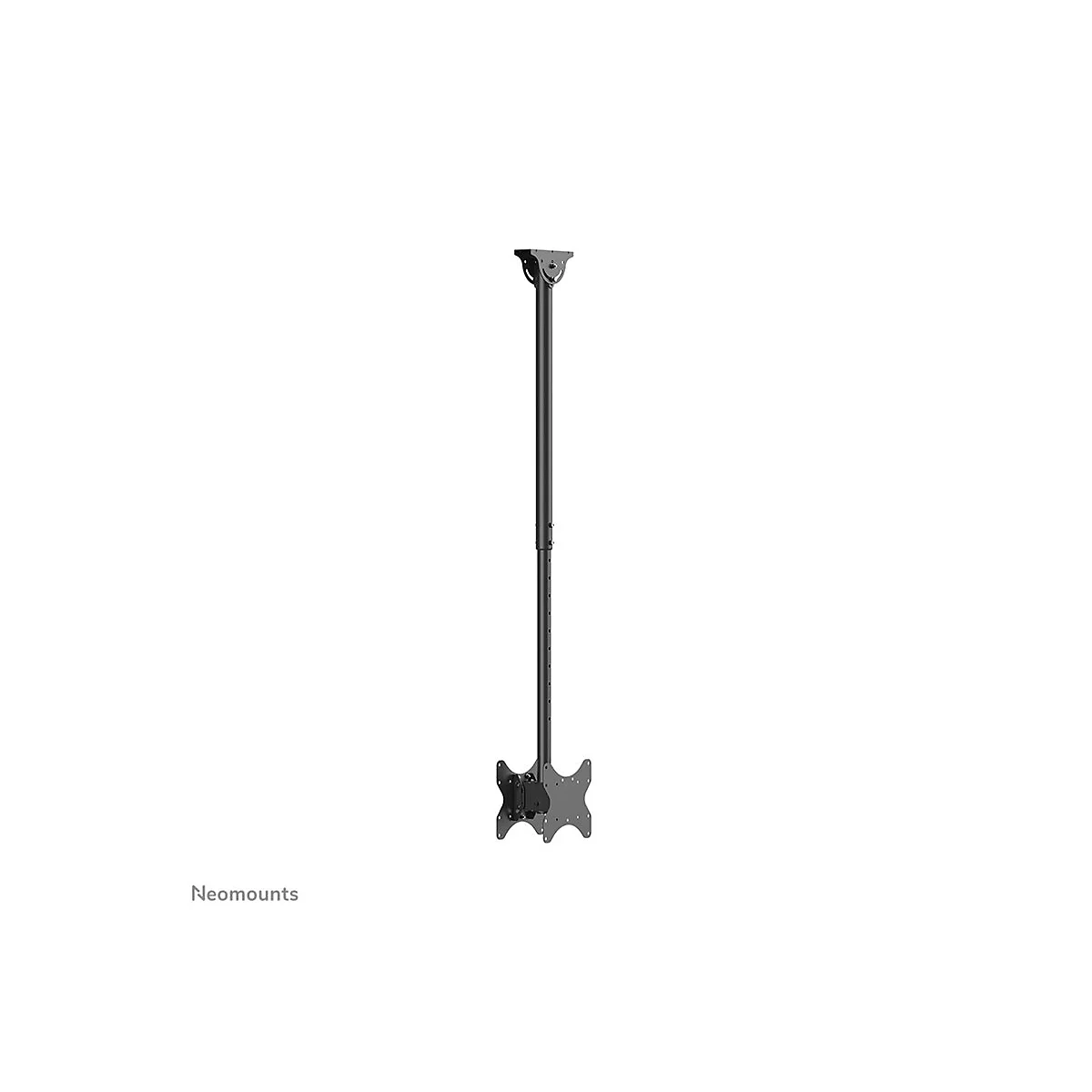 Schwarze Deckenhalterung, Herstellerlogo Neomounts.