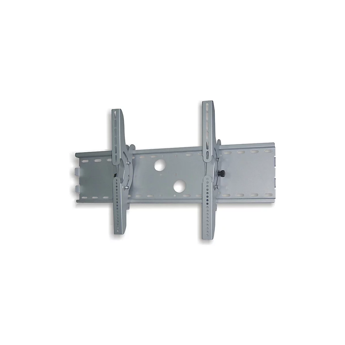 Metall-TV-Halterung, silberfarben, mit Halterungen und Löchern.