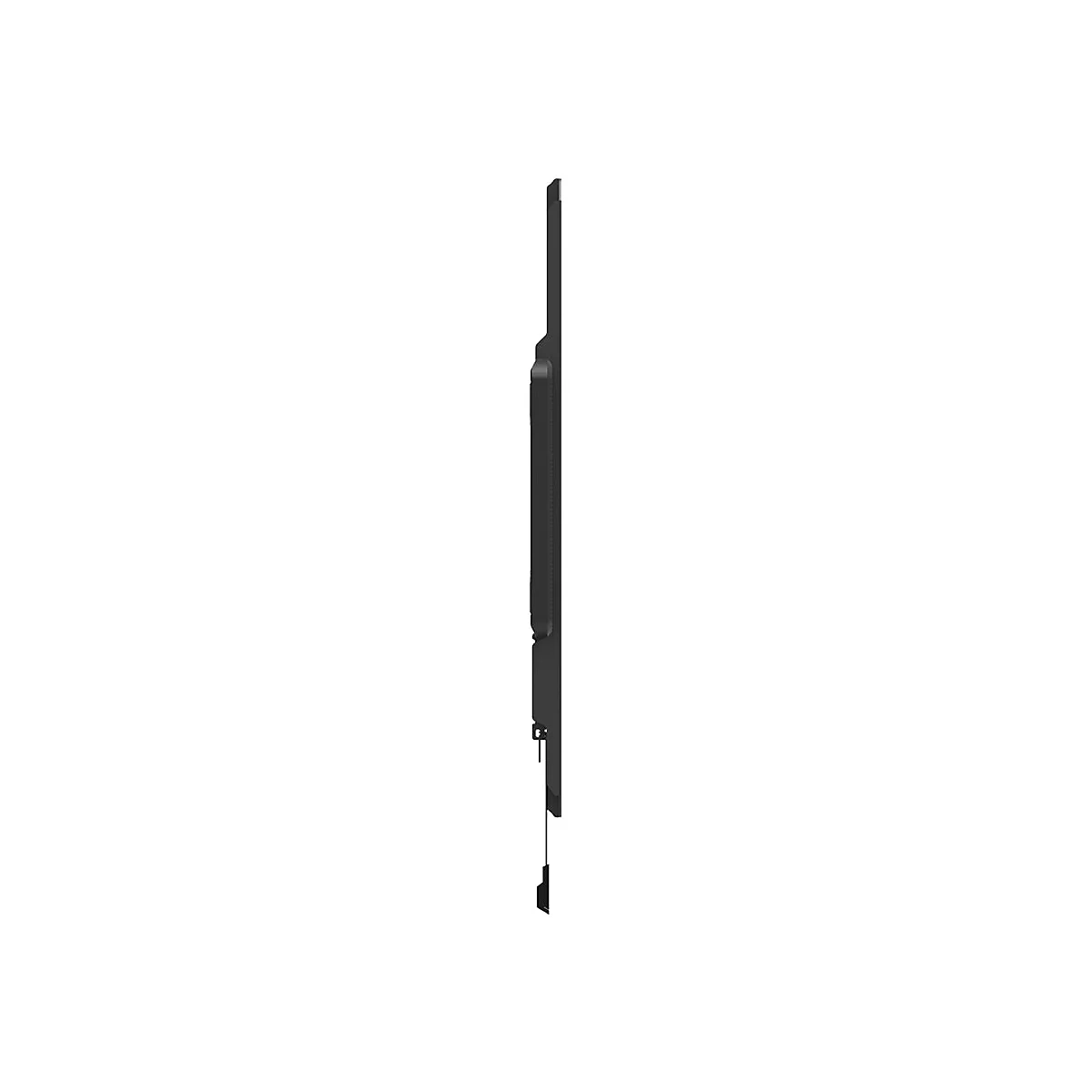 Schwarzes, rechteckiges Gerät, seitlich gesehen, mit Halterungen. Weißer Hintergrund.
