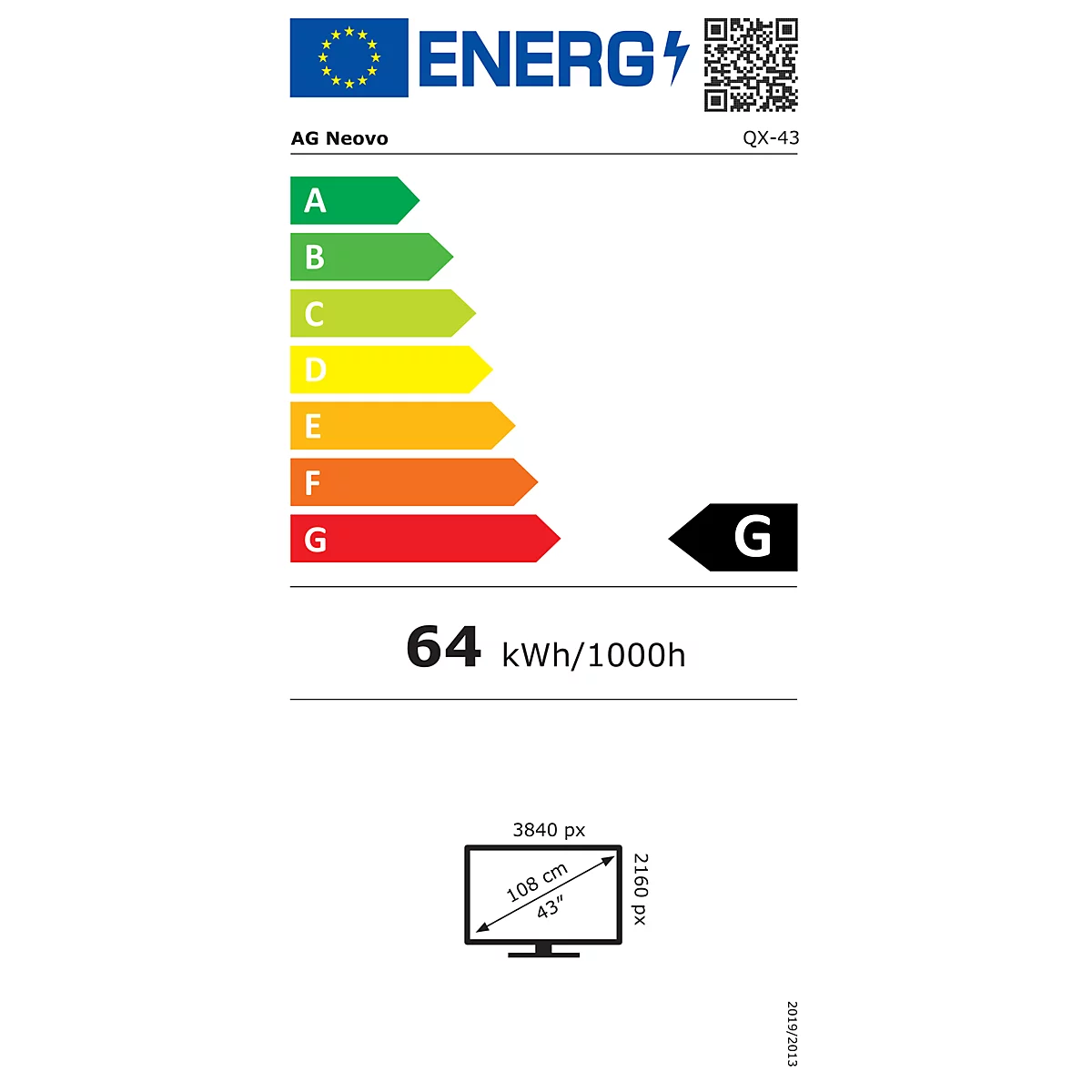 Neovo QX-43 - LED-Monitor - 109.2 cm (43') (42.5' sichtbar) - feststehend - 3840 x 2160 4K UHD (2160p) - MVA