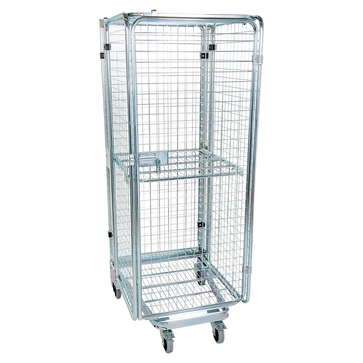 Nestbare metalen container, type antidiefstal, draagvermogen 500 kg, 1 tussenlegbord