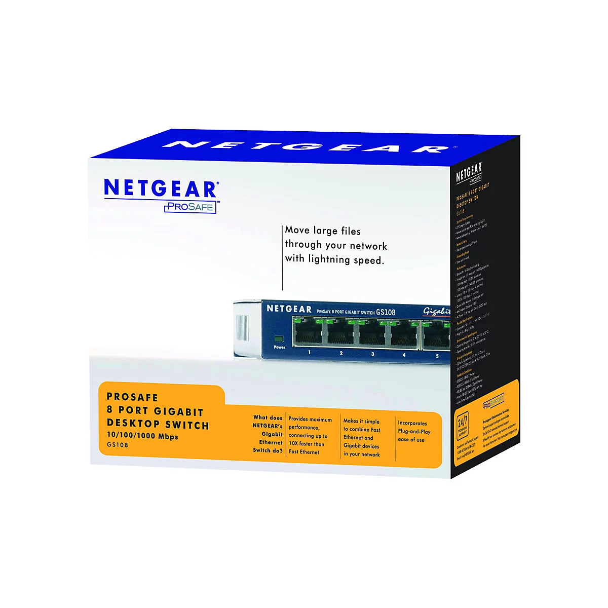NETGEAR GS108 - Switch - 8 Anschlüsse