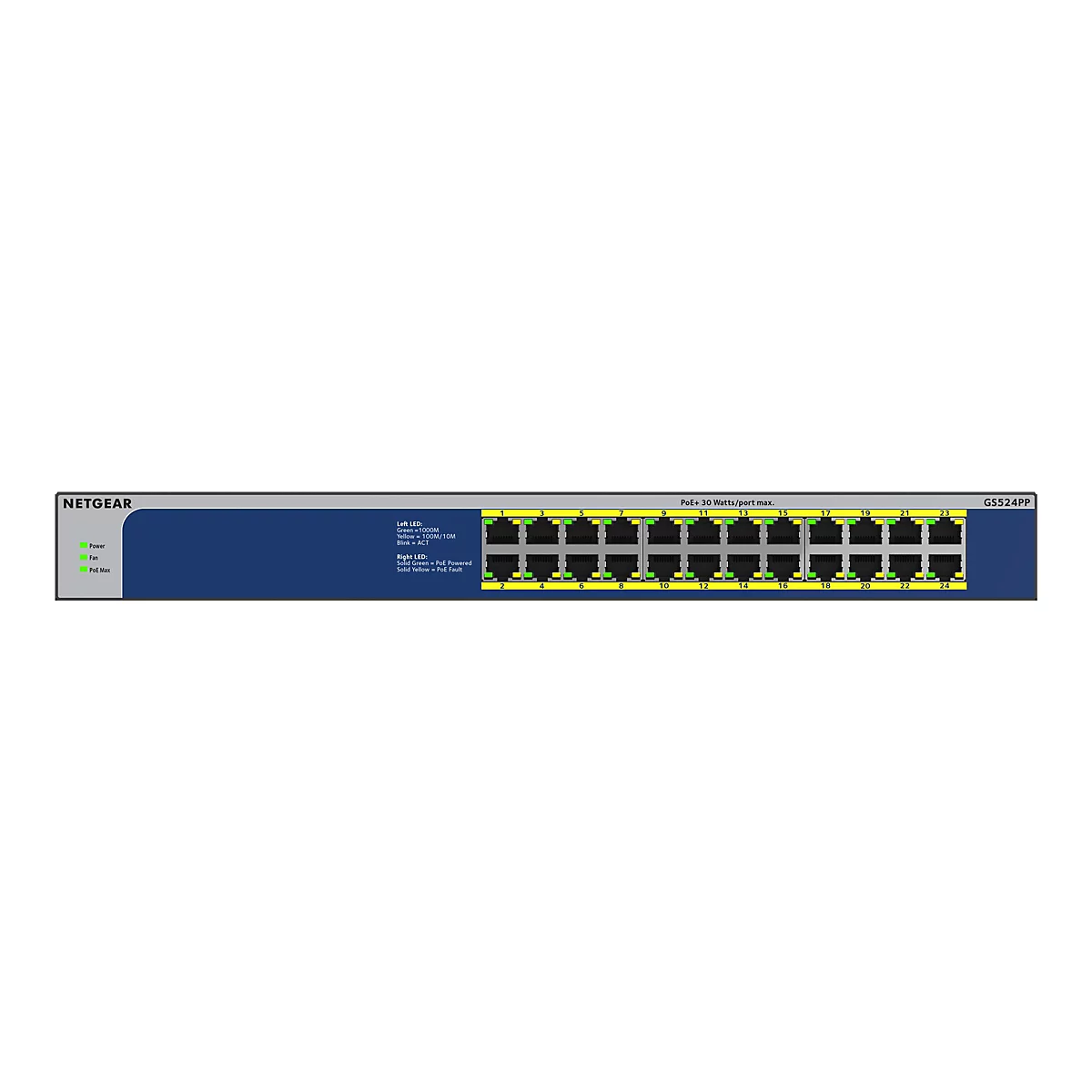 NETGEAR GS524PP - Switch - 24 Anschlüsse - unmanaged - an Rack montierbar