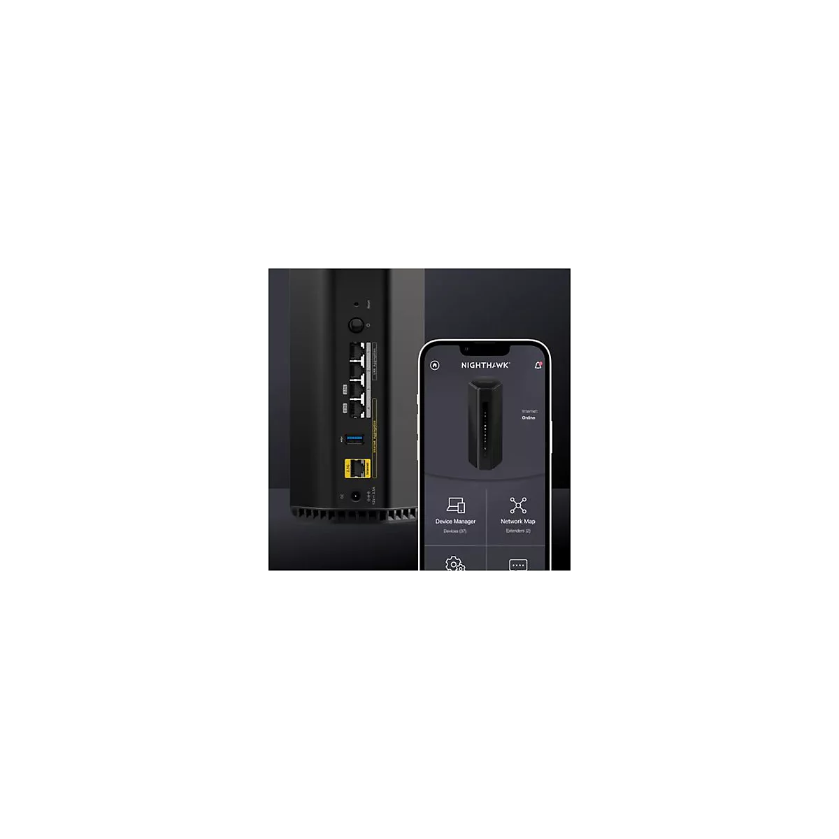 NETGEAR Nighthawk RS100 - Wireless Router 4-Port-Switch - 1GbE, 2.5GbE, Wi-Fi 7 Dual-Band