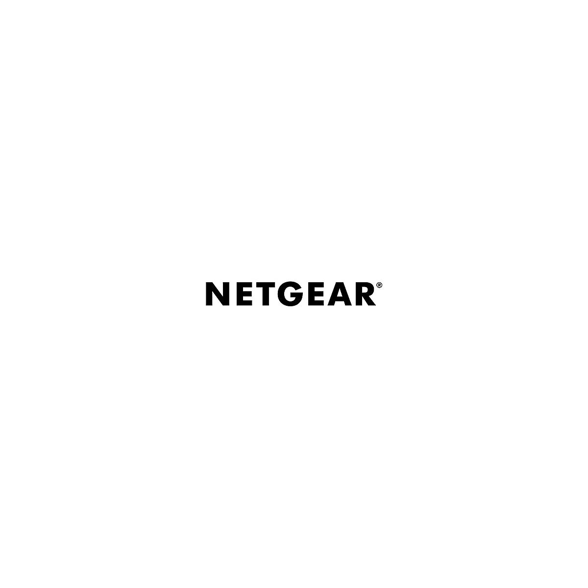Das schwarze Logo von Netgear auf weißem Hintergrund.