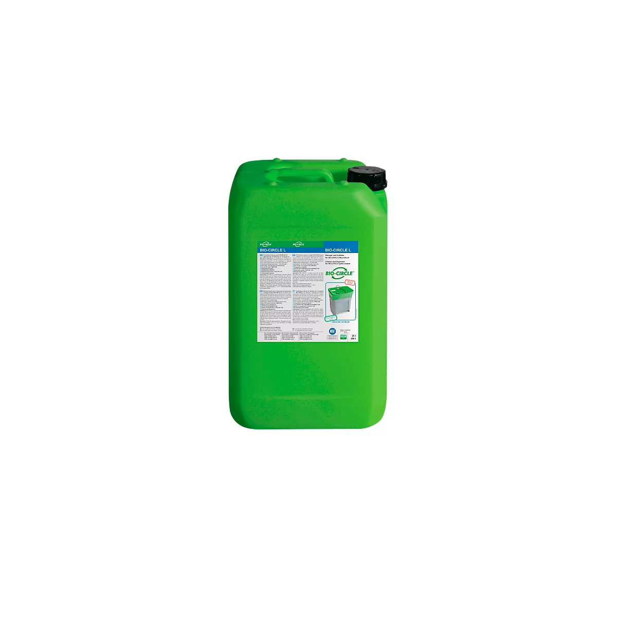 Nettoyant industriel BIO-CIRCLE® Liquid, pour outils/brosses/petites pièces, à base d'eau, compatible avec les séparateurs d'huile, sans solvant, 20 l en bidons