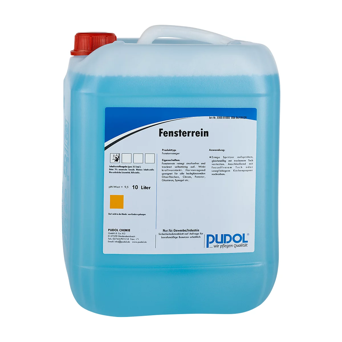 Nettoyant pour vitres PUDOL, avec alcool, bidon de 10 litres