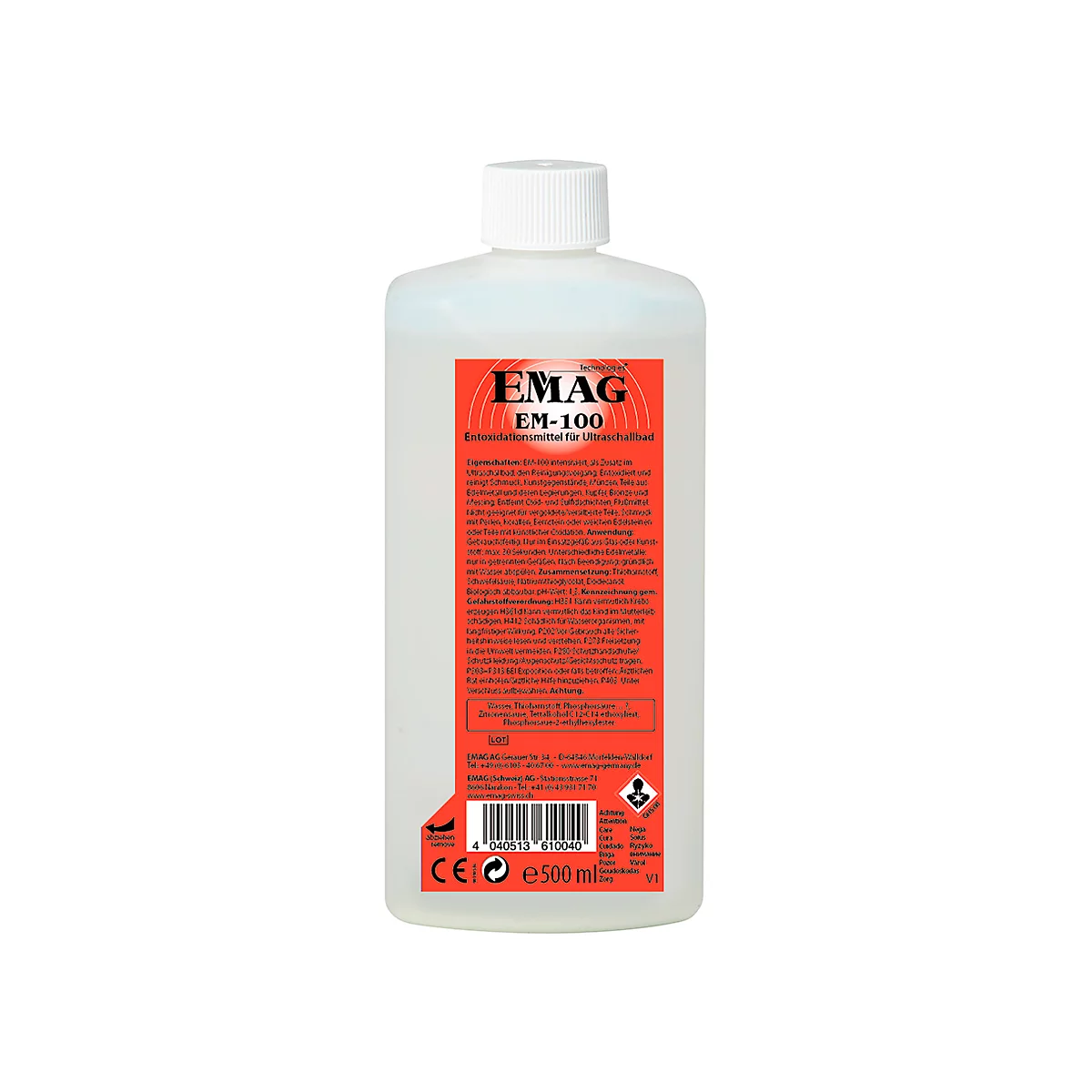 Nettoyeur à ultrason concentré EMAG EM-100 pour détoxication, 500 ml, usage professionnel uniquement