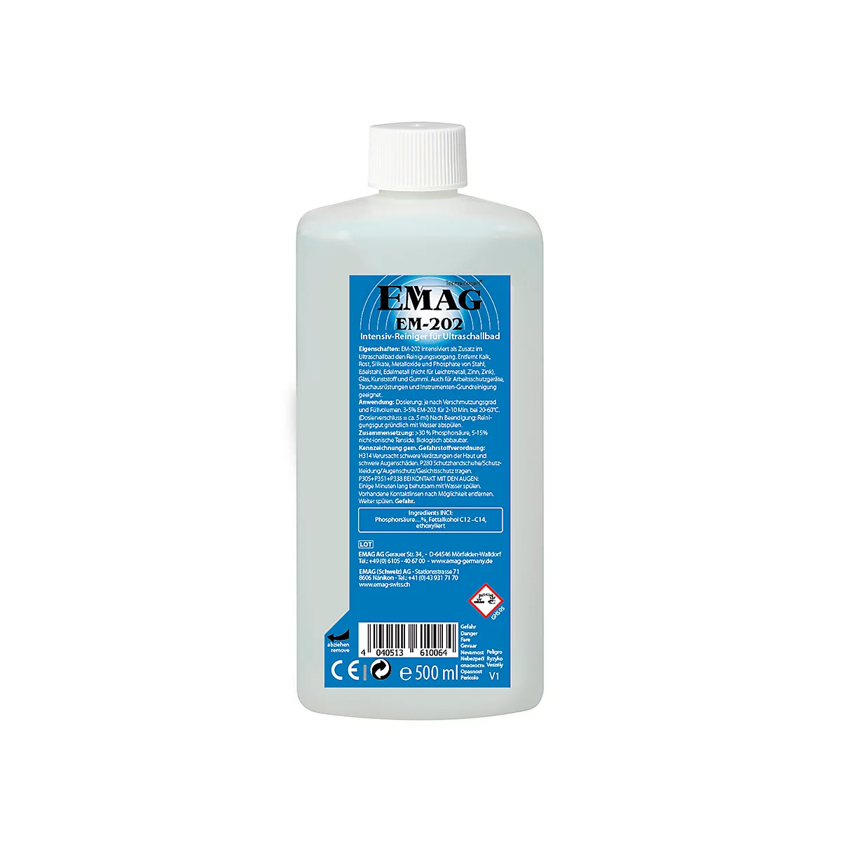 Nettoyeur à ultrason concentré EMAG EM-202 pour instruments, 500 ml