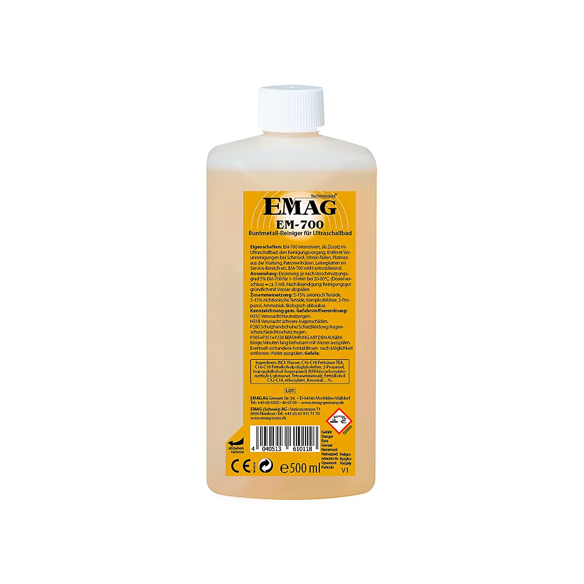 Nettoyeur à ultrason concentré EMAG EM-700 pour métaux non ferreux, détoxifiant, 500 ml