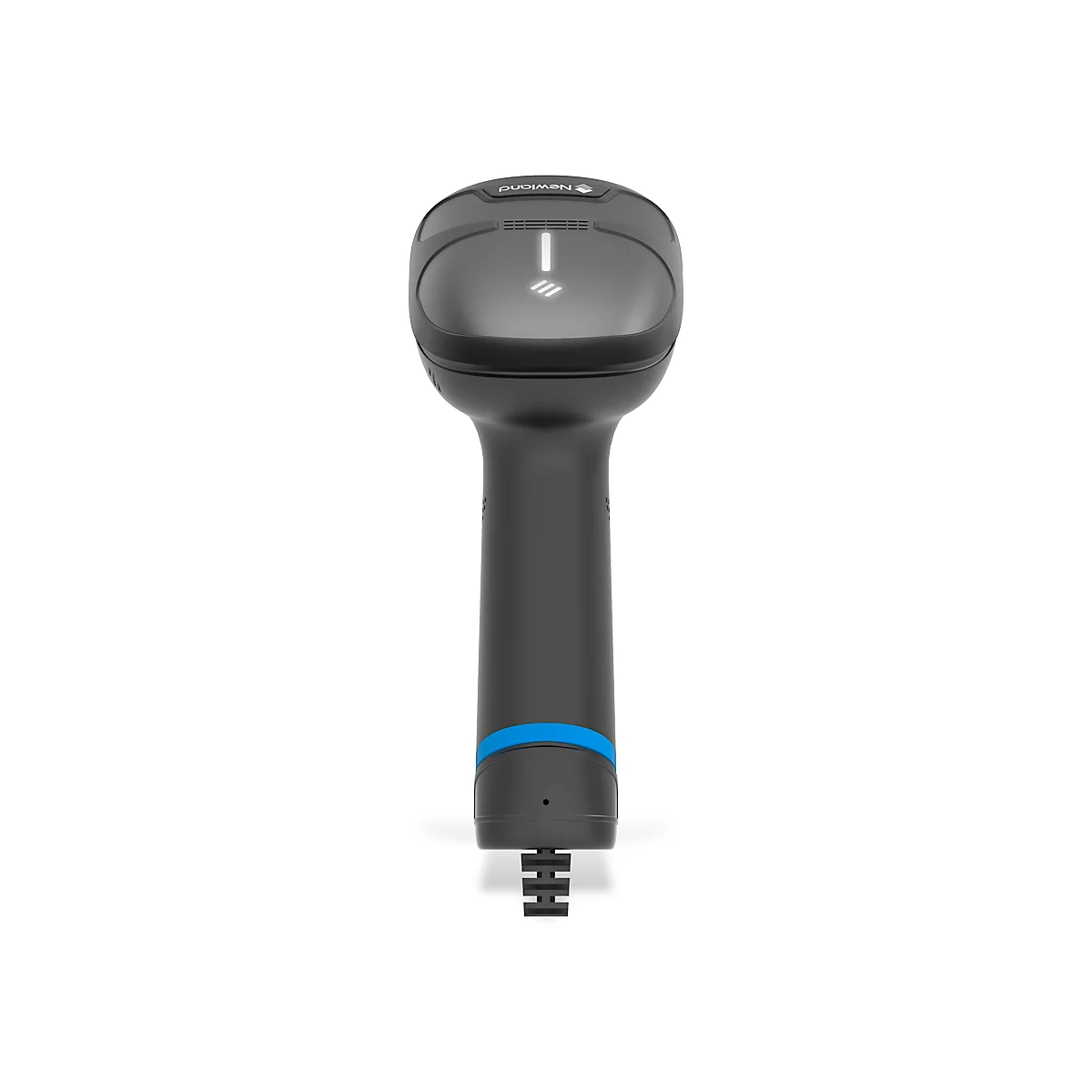 Handscanner, schwarz mit blauem Akzent. Aufschrift oben: "Honeywell".