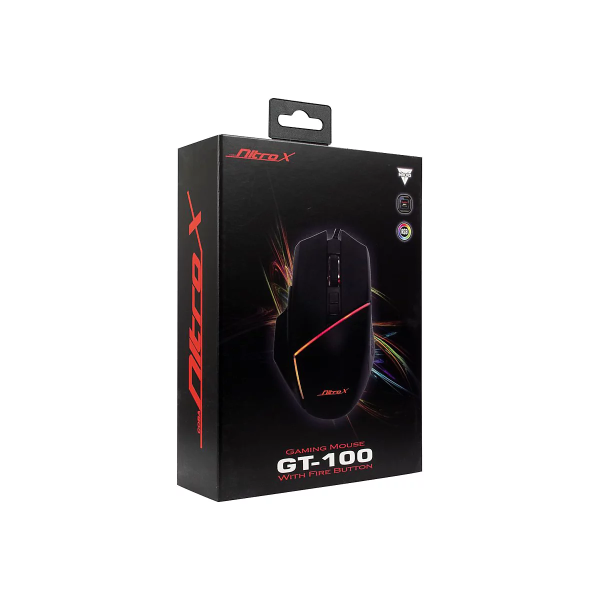 Nitrox GT-100 RGB - Maus - ergonomisch - optisch - 7 Tasten - kabelgebunden
