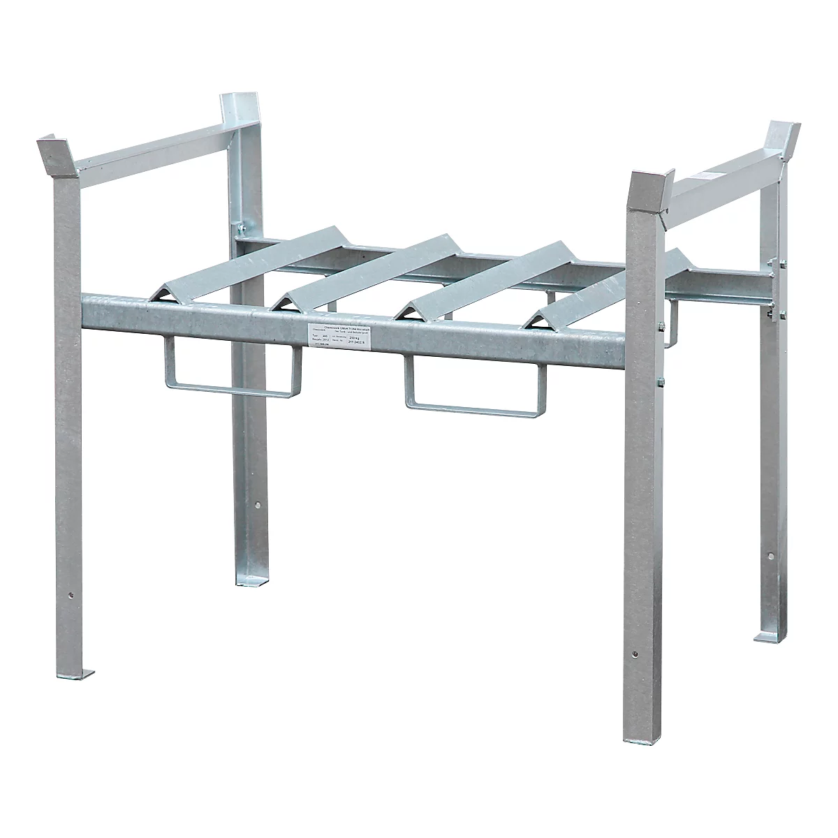 Niveau de stockage pour rack à fûts CEMO type 400, en acier galvanisé, pour 1 fût de 200 l ou 2 fûts de 60 l, L 990 x P 660 x H 840 mm