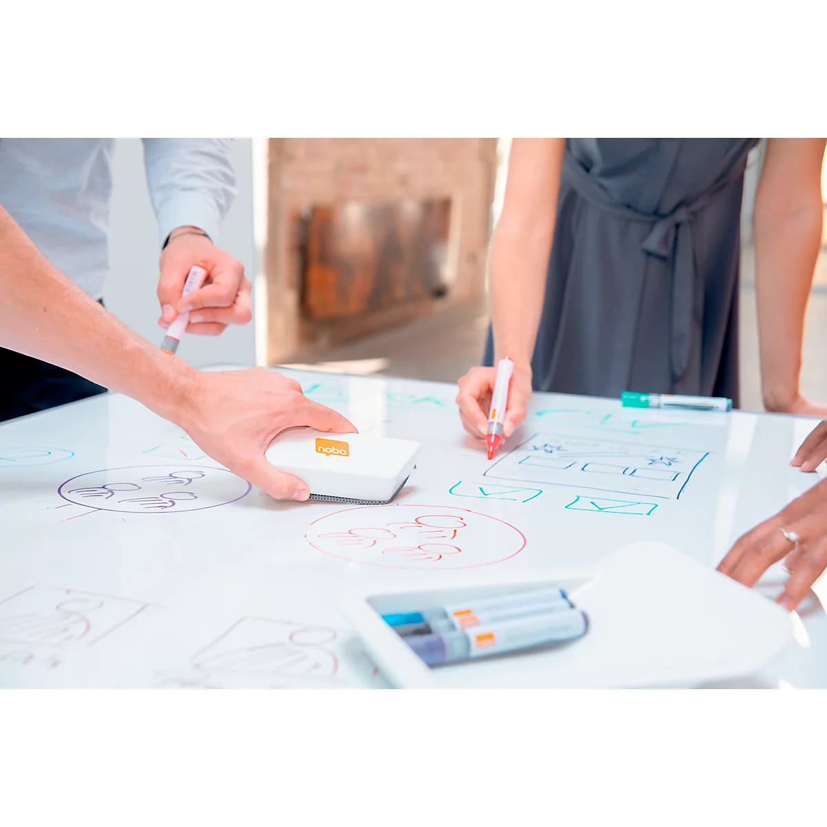 Nobo Move &amp; Meet Mobile Whiteboard &amp; Noteboard Systeem, 2 whiteboards, 2 noteborden, 900 x 1800 mm, magnetisch, verrijdbaar