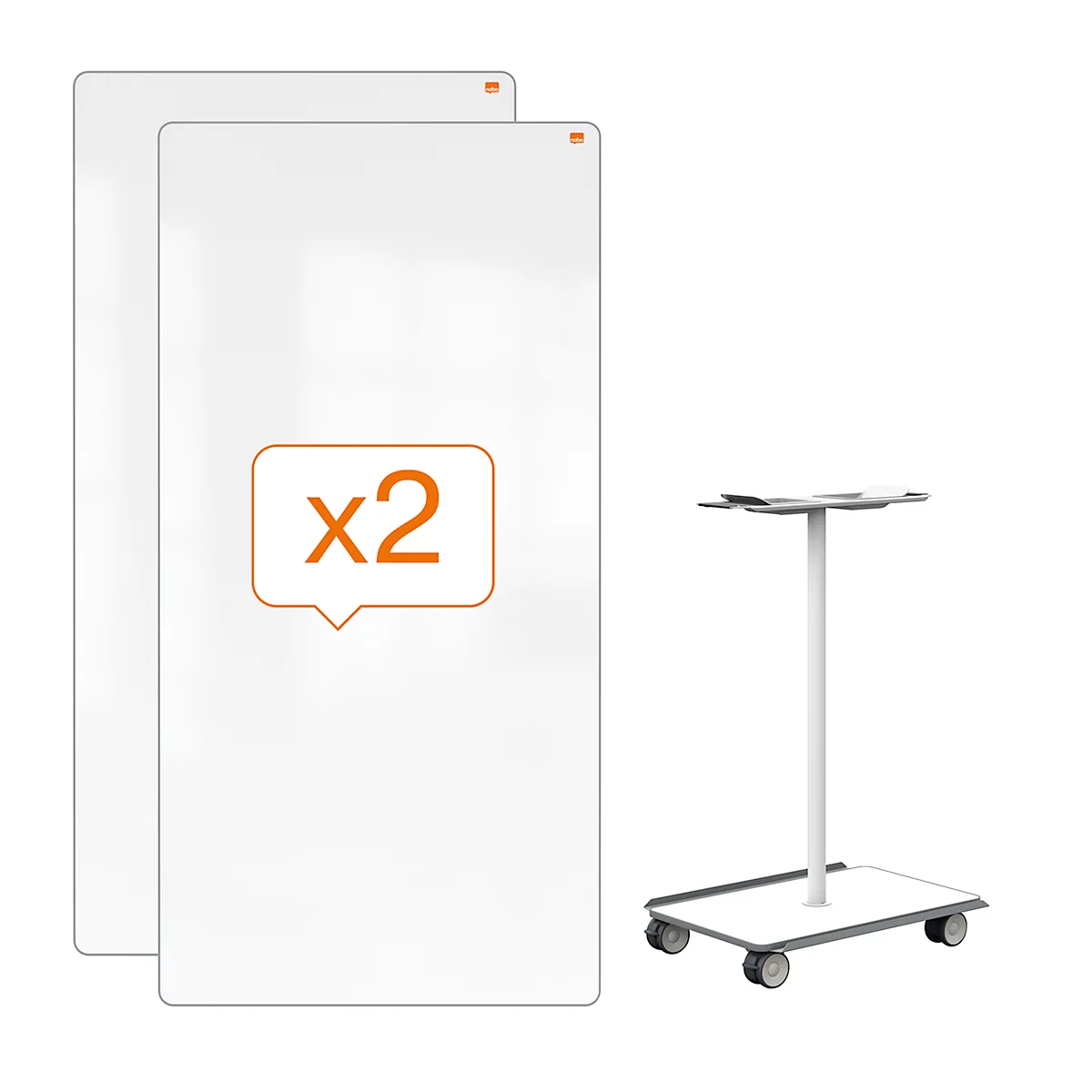 Nobo Move & Meet Mobile Whiteboard-System, doppelseitiges Whiteboard, 900 x 1800 mm, magnethaftend, fahrbar