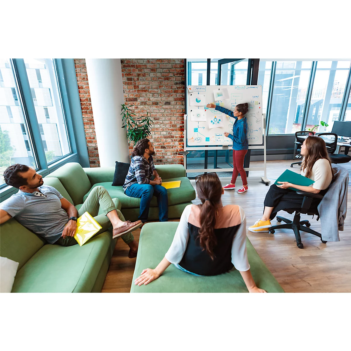 Nobo Verrijdbaar whiteboard Move &Meet - aan 2 zijden te gebruiken - wit gelakt - draaibaar bord - B 1500 x H 1200 mm