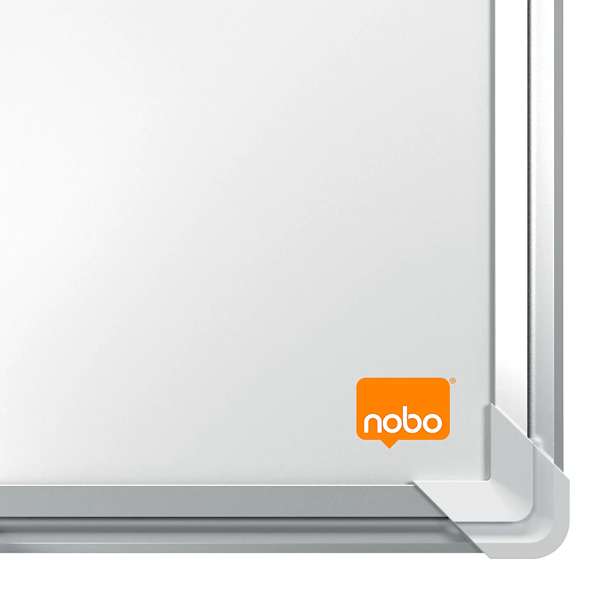 nobo Whiteboard Premium Plus, Stahl weiß emailliert, magnethaftend, B 900 x H 600 mm, inkl. abnehmbarer Stiftablage und 1 Boardmarker