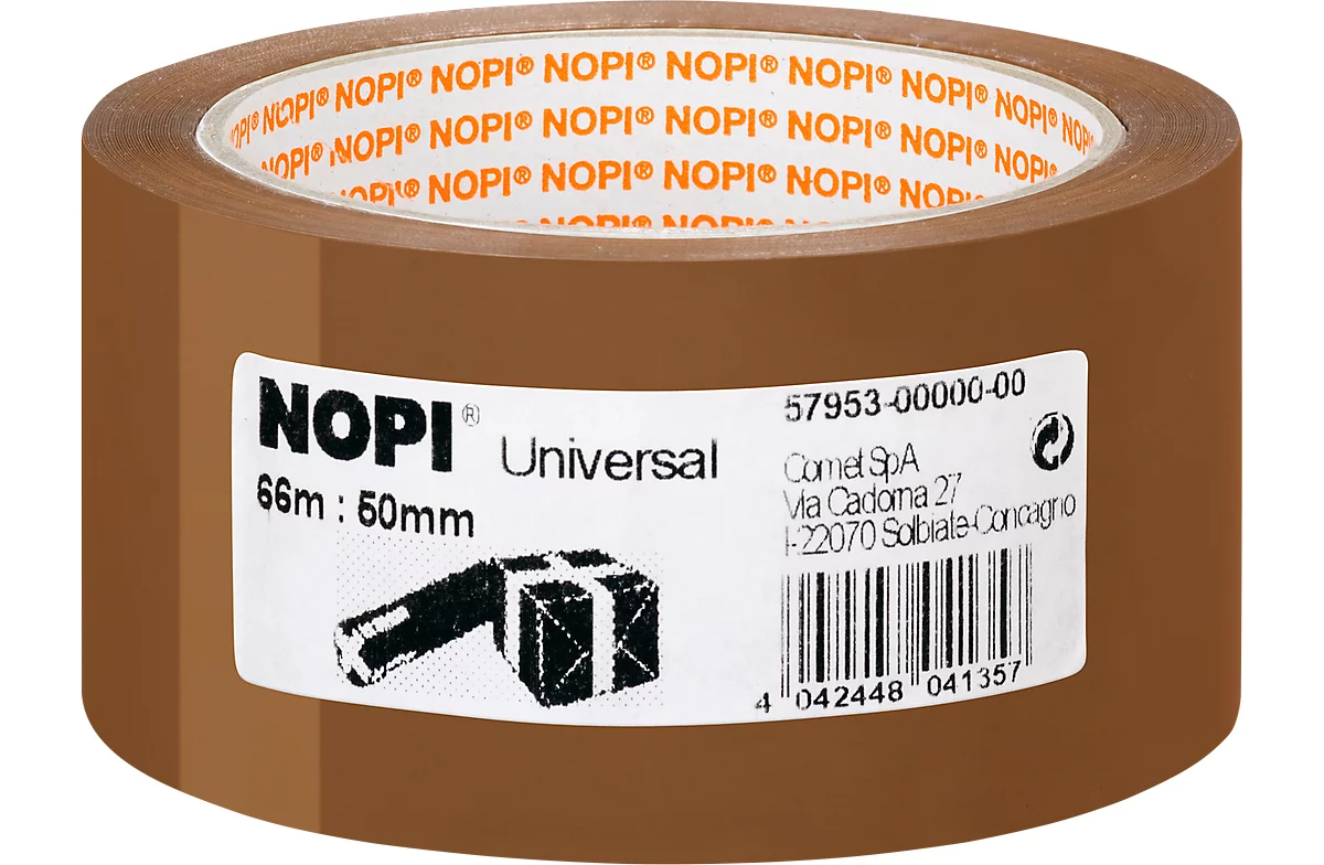 NOPI Cinta de embalaje universal, 66 m x 50 mm, marrón, 6 rollos