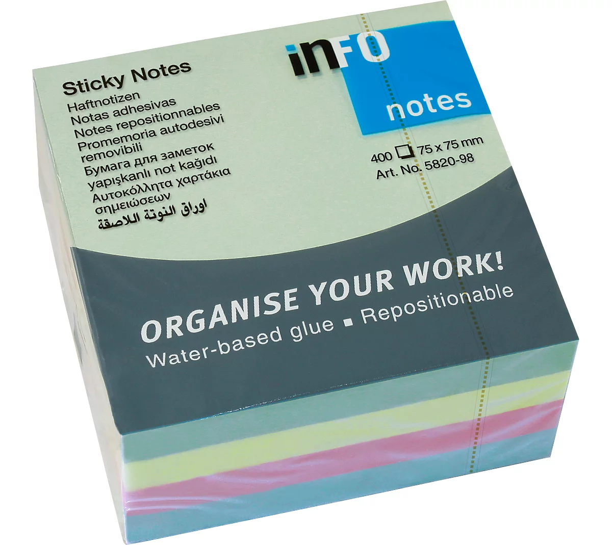 Bloc-notes adhésif 4 couleurs fluos (x400)