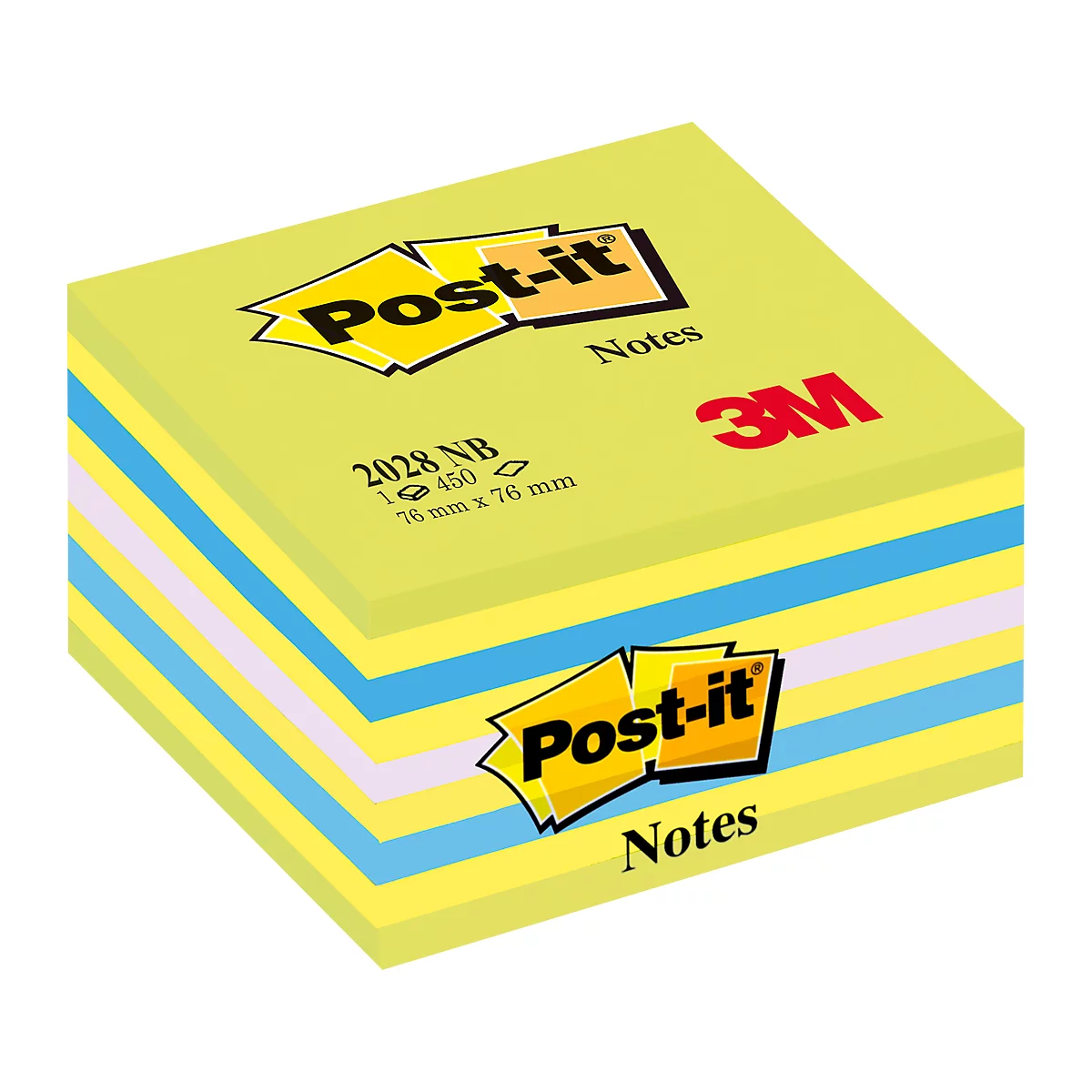 Notes auto-adhésives cube POST-IT, 76 x 76 mm, vert néon