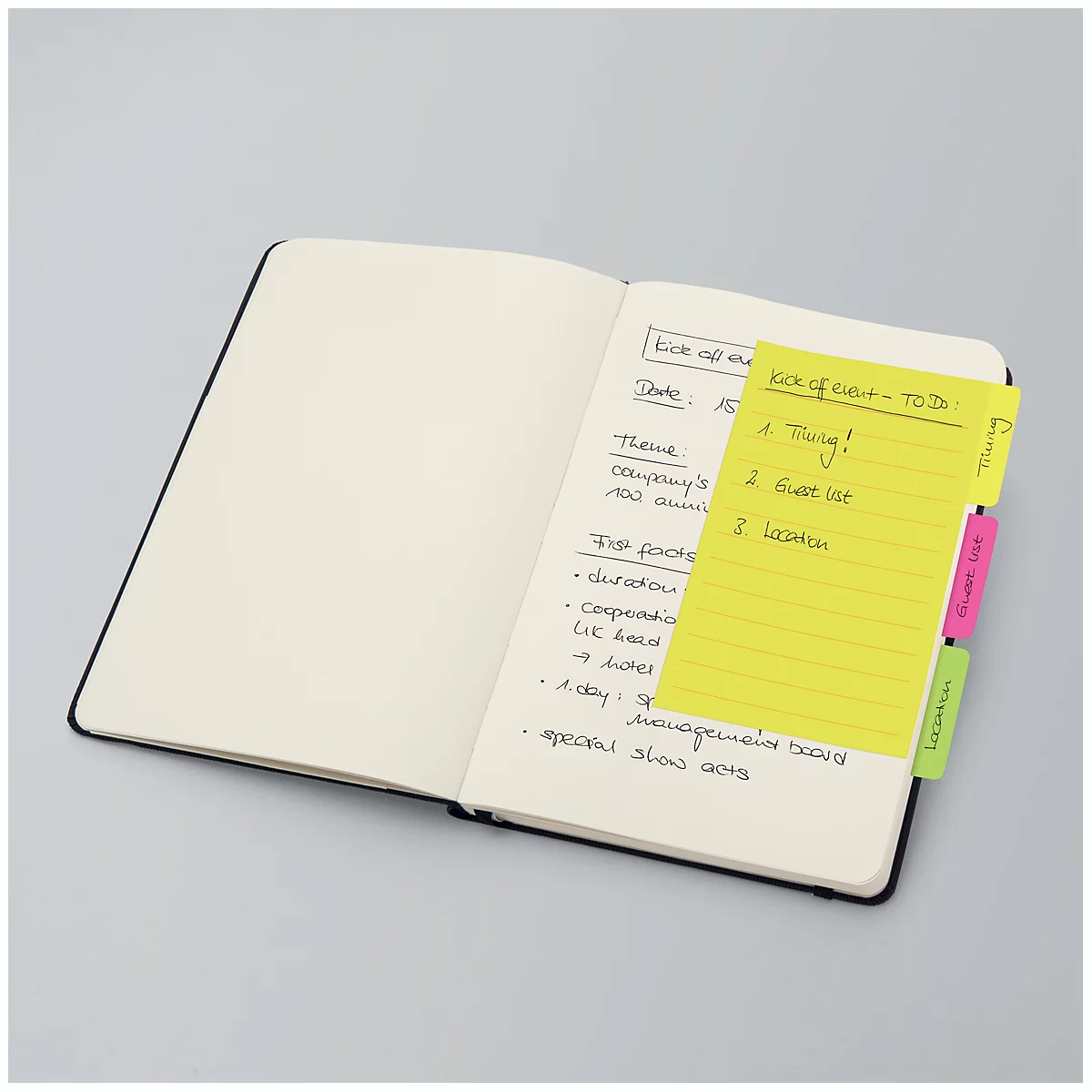 Notes auto-adhésives Tab Marker Notes Sigel, 3 couleurs, 42 feuilles, 98 x 148 mm, inscriptible