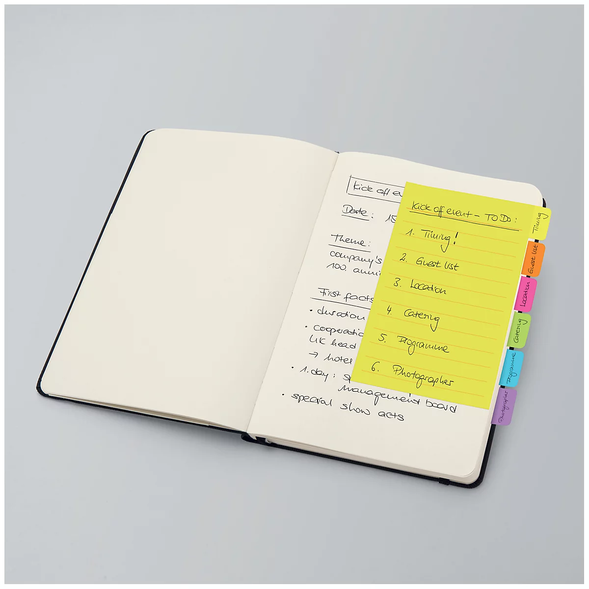 Notes auto-adhésives Tab Marker Notes Sigel, 6 couleurs, 42 feuilles, 98 x 148 mm, inscriptible