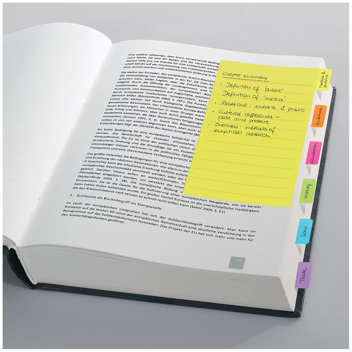 Notes auto-adhésives Tab Marker Notes Sigel, 6 couleurs, 42 feuilles, 98 x 148 mm, inscriptible