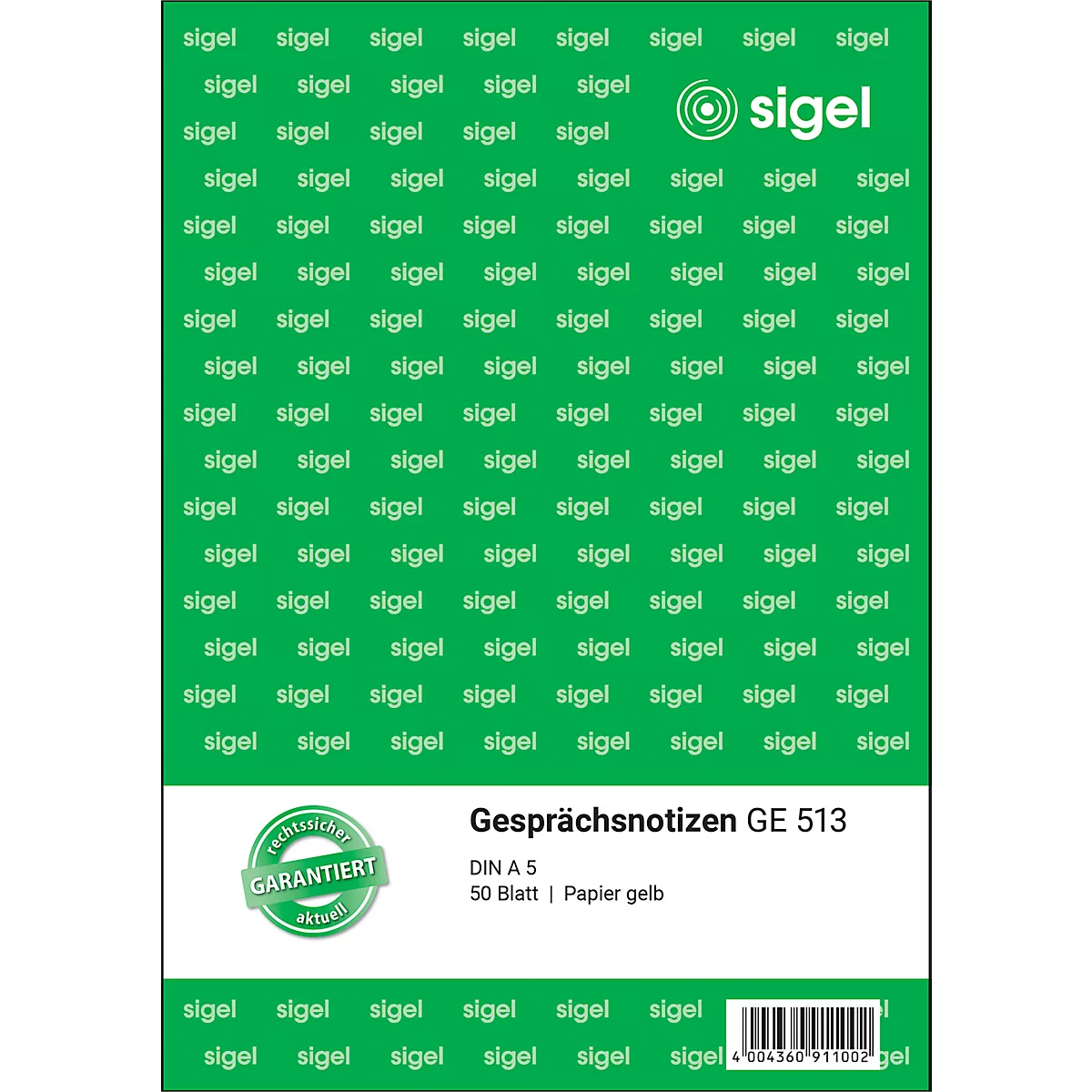Notes de conversation GE513 sigel®, format A5 portrait, 50 feuilles