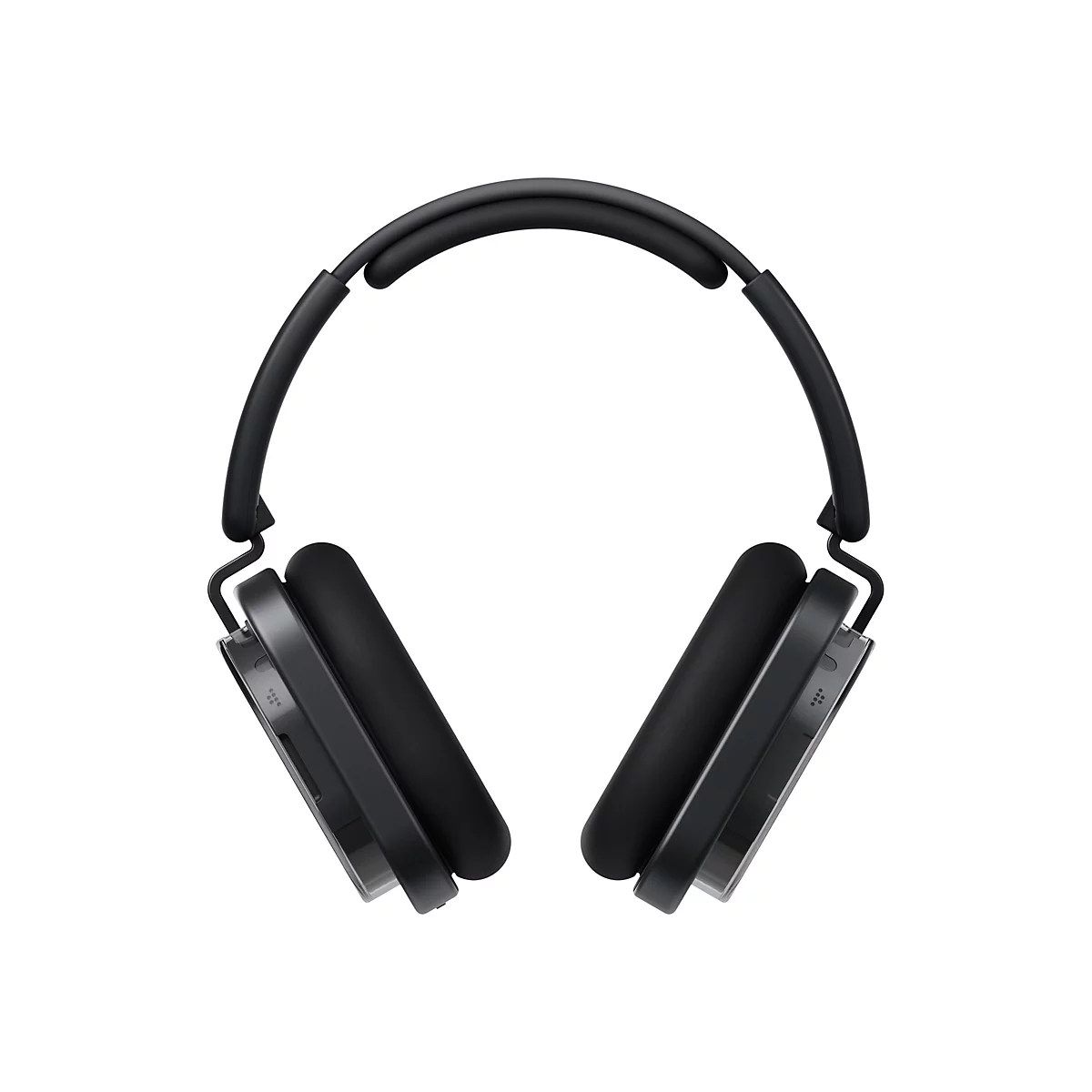 Schwarzer Over-Ear-Kopfhörer in minimalistischem Design vor weißem Hintergrund.