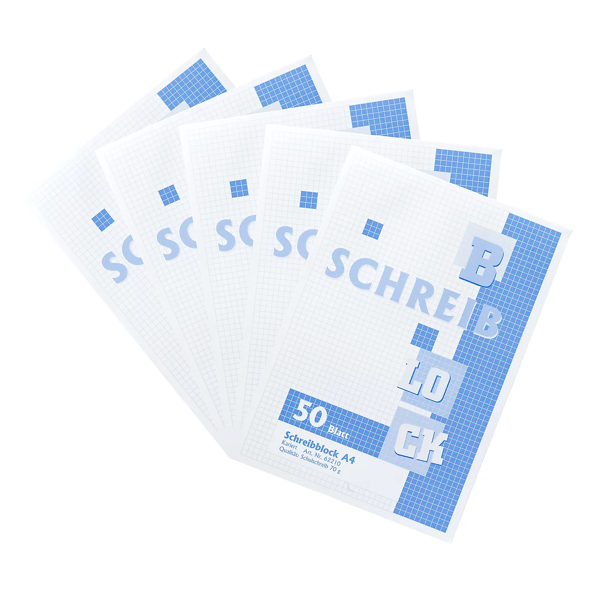 Notitieblok, geruit, A4, 5 stuks