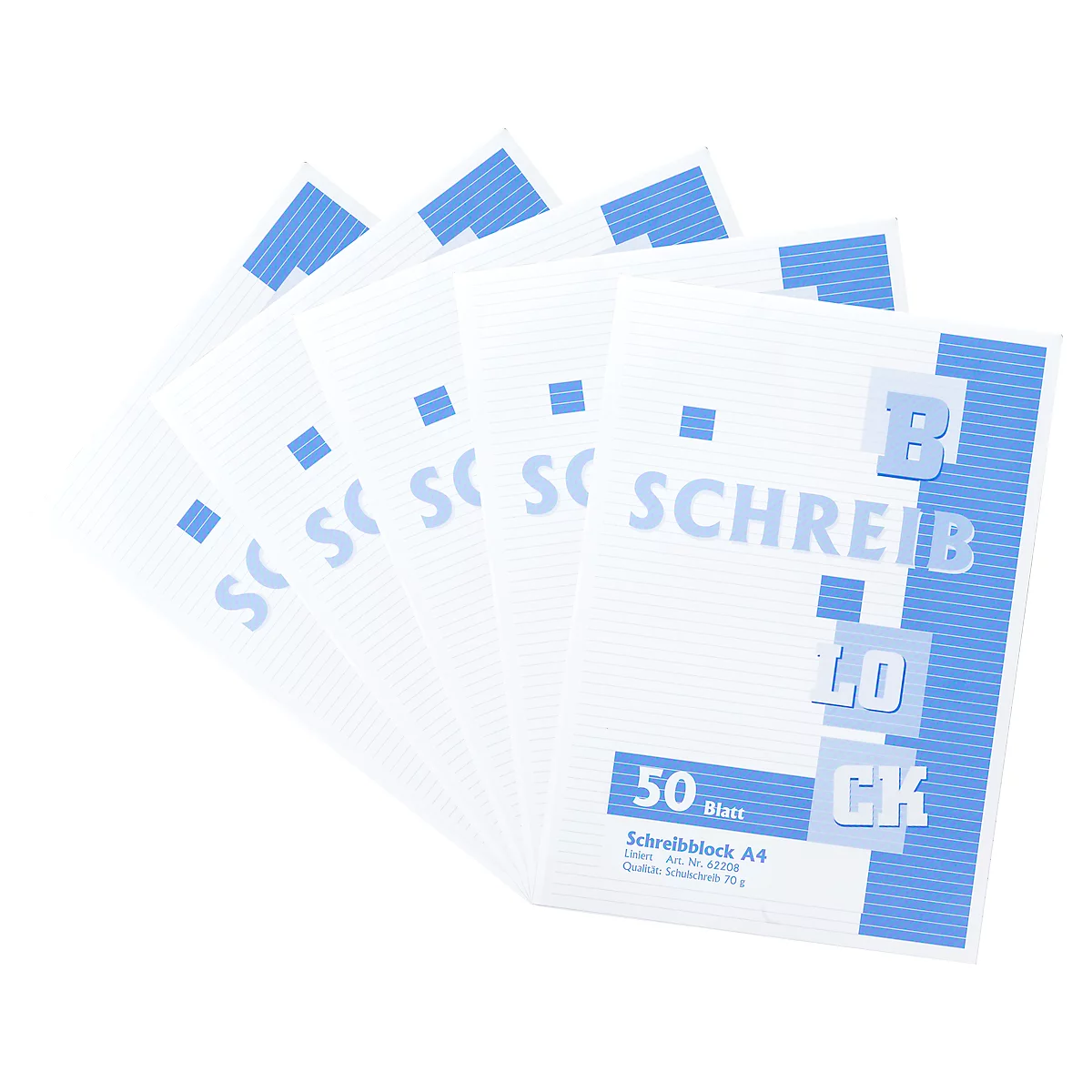 Notizblock, liniert, DIN A4, 5 Stück
