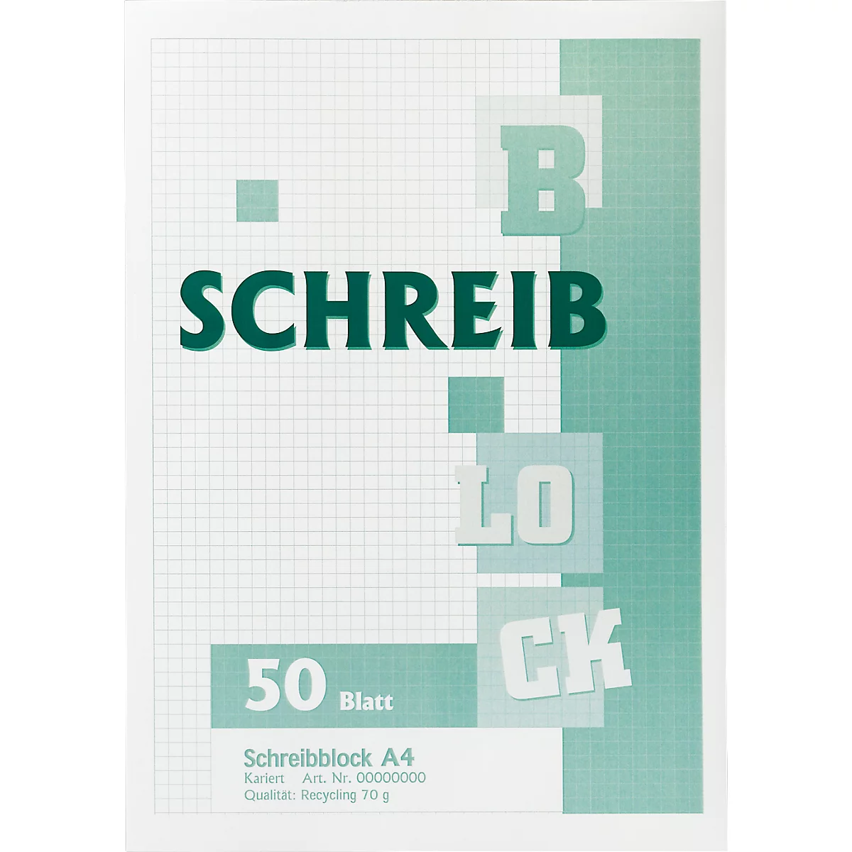 Notizblock, Recycling-Papier, DIN A4, 50 Blatt, 5 Stück