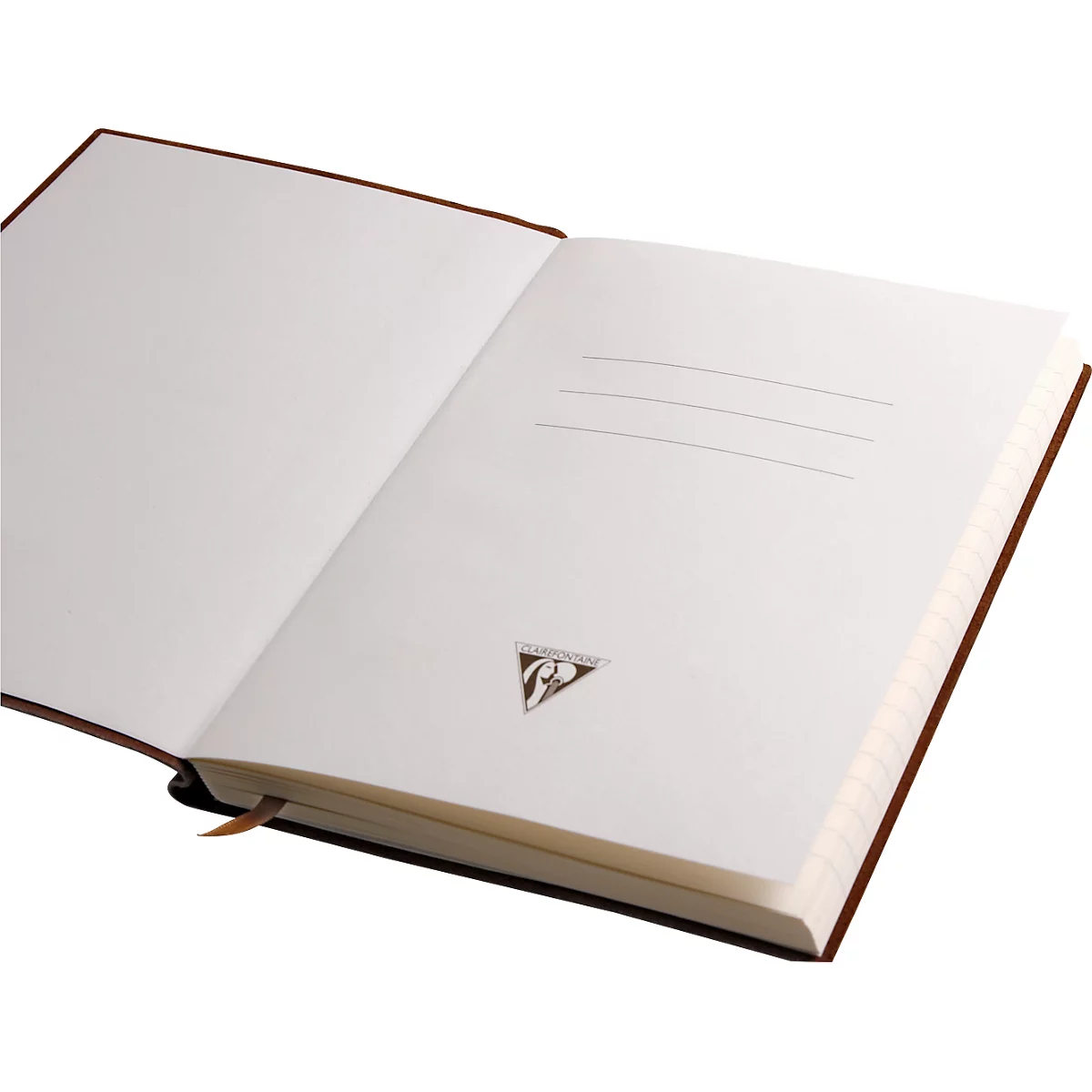 Notizbuch Clairefontaine Flying Spirit, DIN A5, 90 Blatt, liniert, mit Fadenbindung, glänzender Ledereinband, cognac